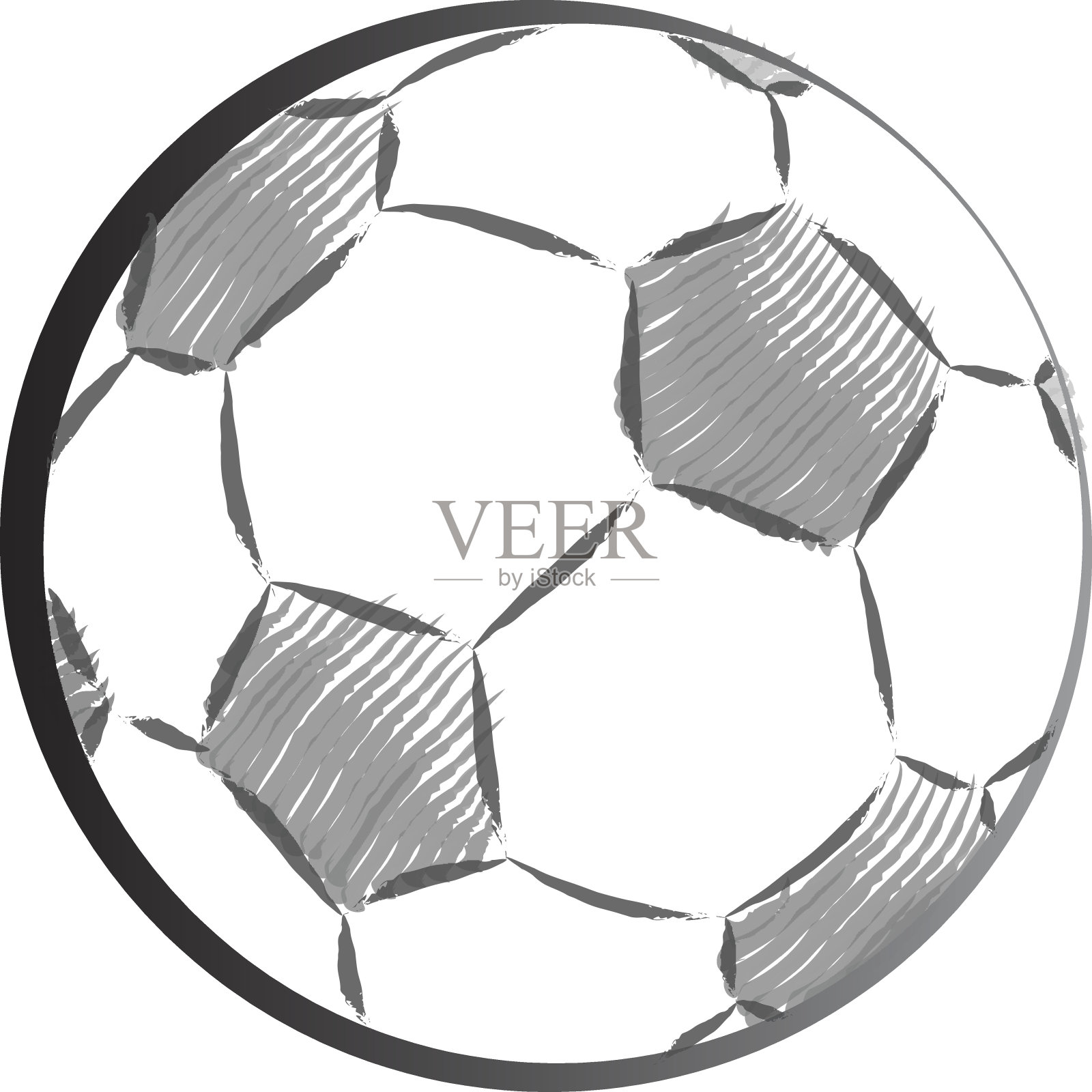 足球图标示意图。足球涂鸦风格。足球手绘草图在单色。运动矢量。插画图片素材