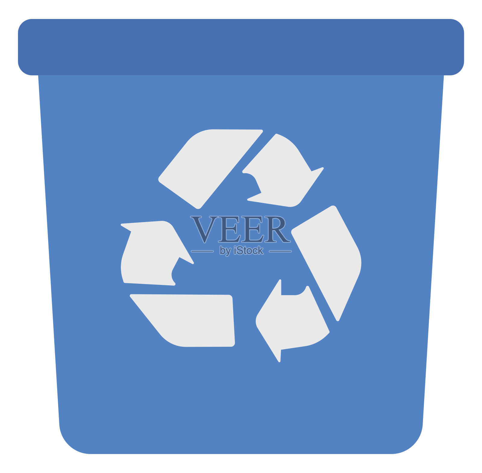 蓝色回收垃圾桶插画图片素材