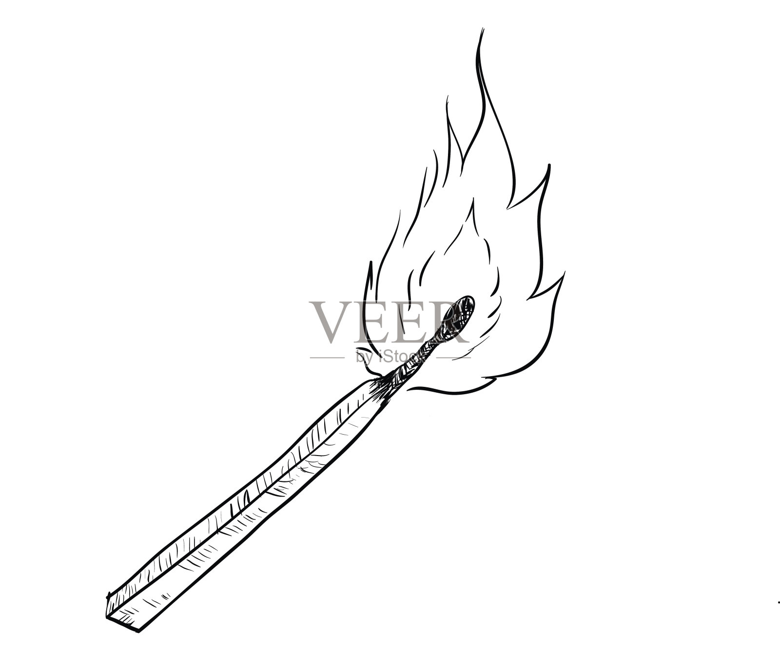 火燃烧的手画匹配-矢量绘制的插图设计元素图片