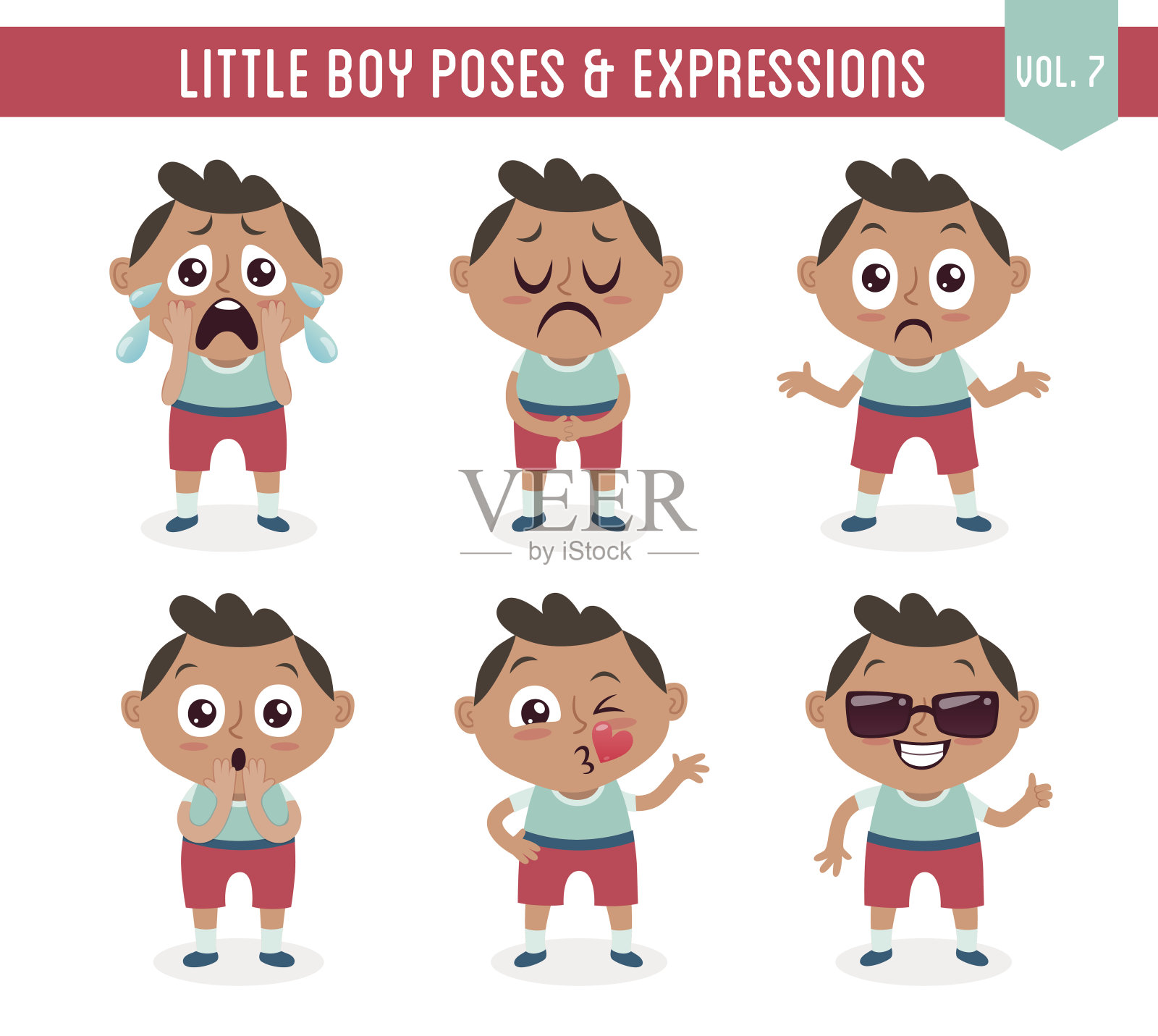 小黑人男孩的姿势和表情(卷7 / 8)插画图片素材
