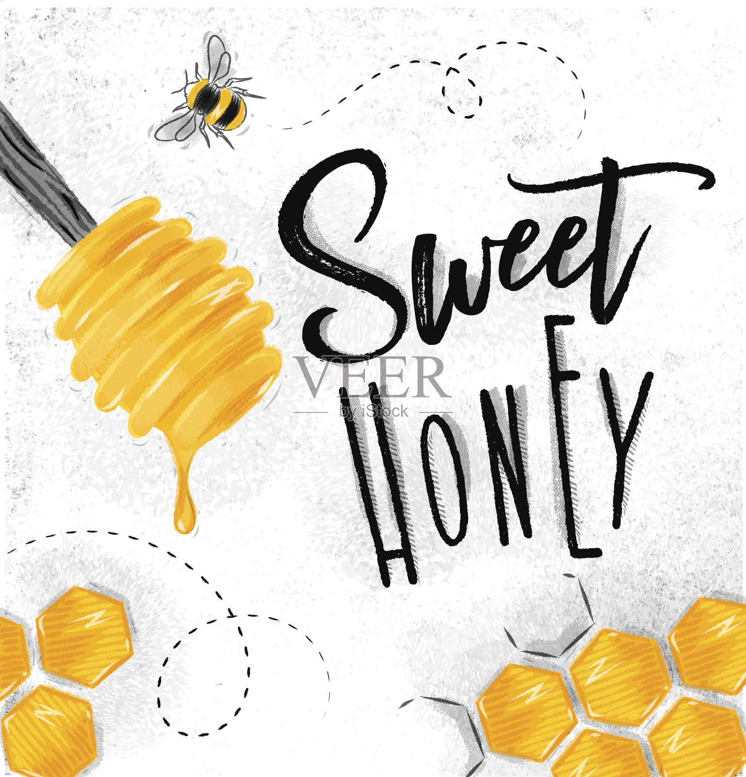 海报甜蜜的蜂蜜插画图片素材