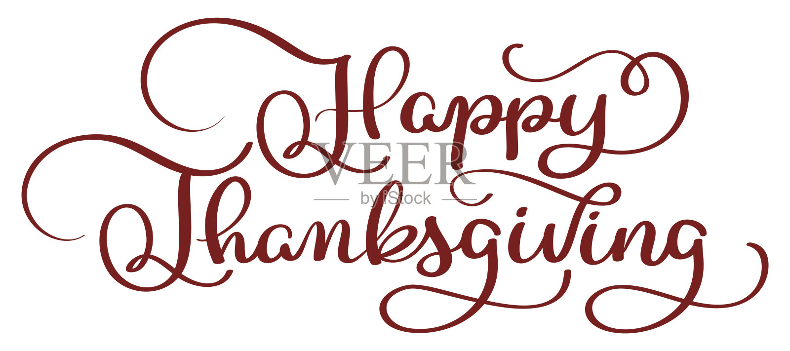 感恩节快乐，白色背景上的红色文字。手绘书法字母矢量插图EPS10设计元素图片