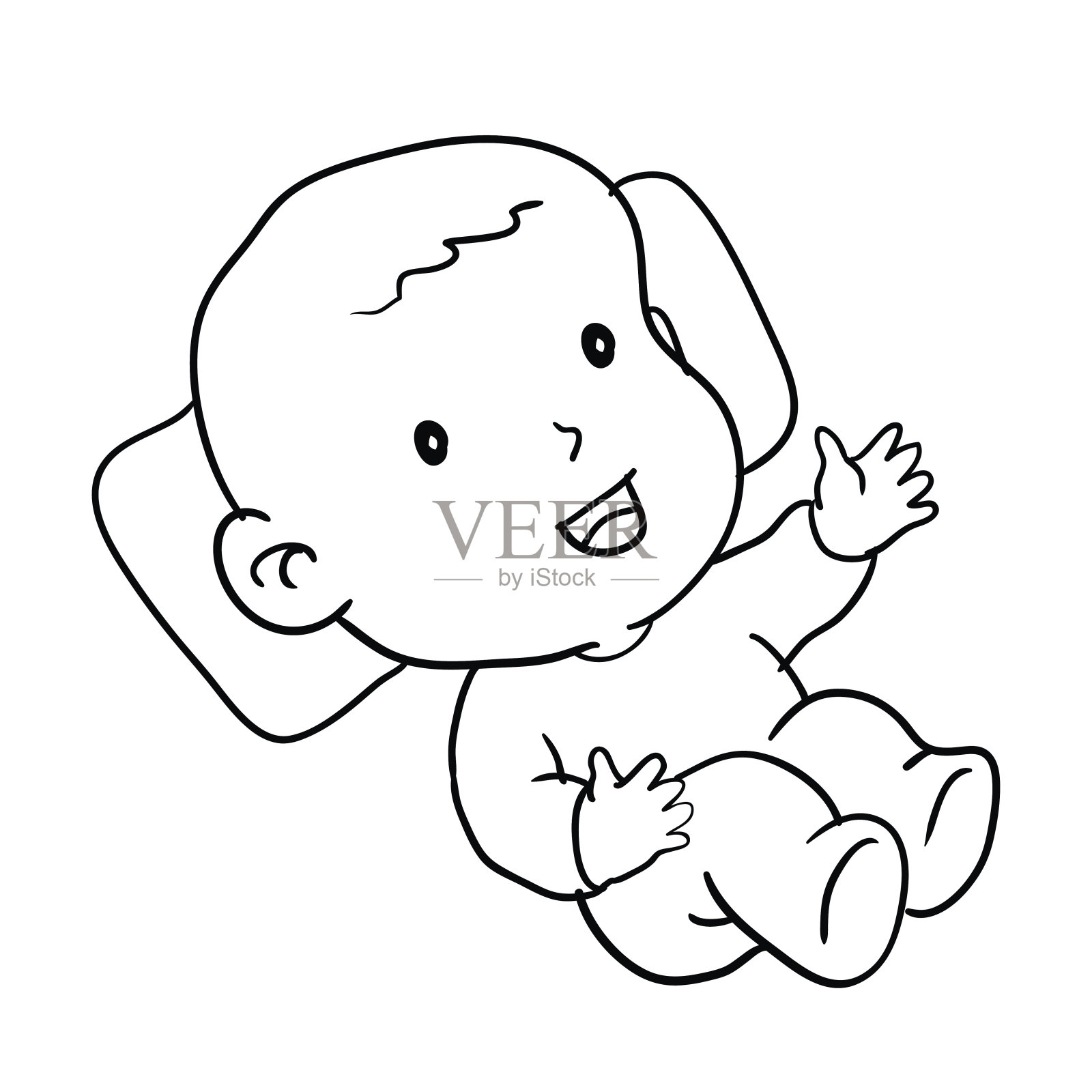 手绘的爱的婴儿-矢量插图插画图片素材