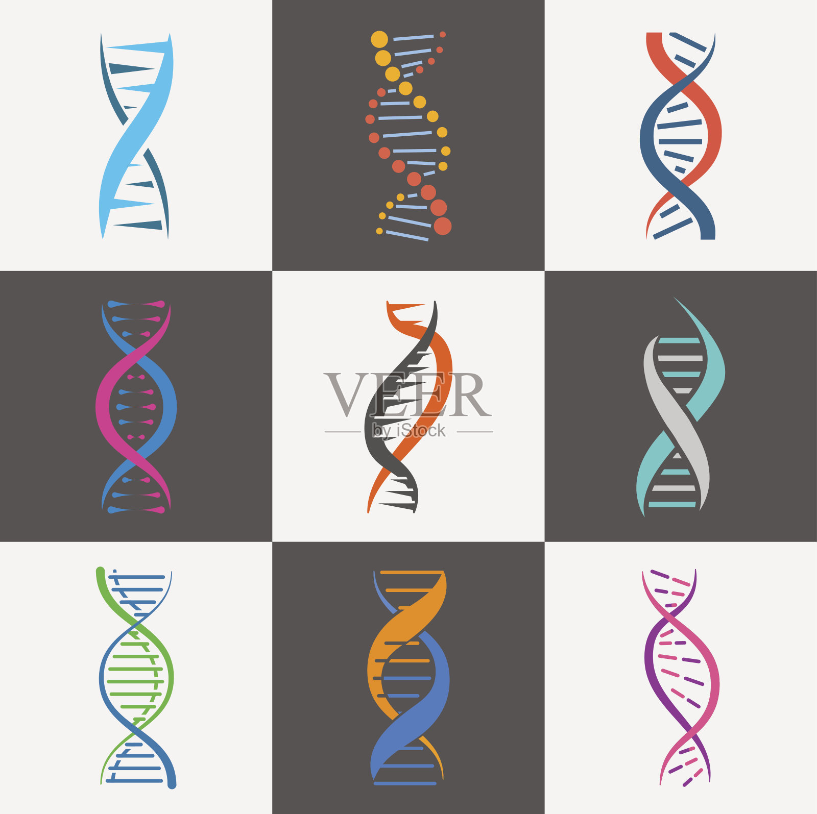 DNA链图标平面设置插画图片素材