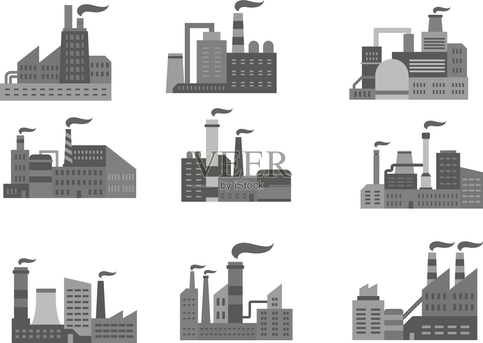 工业工厂或工业植物矢量图标插画图片素材