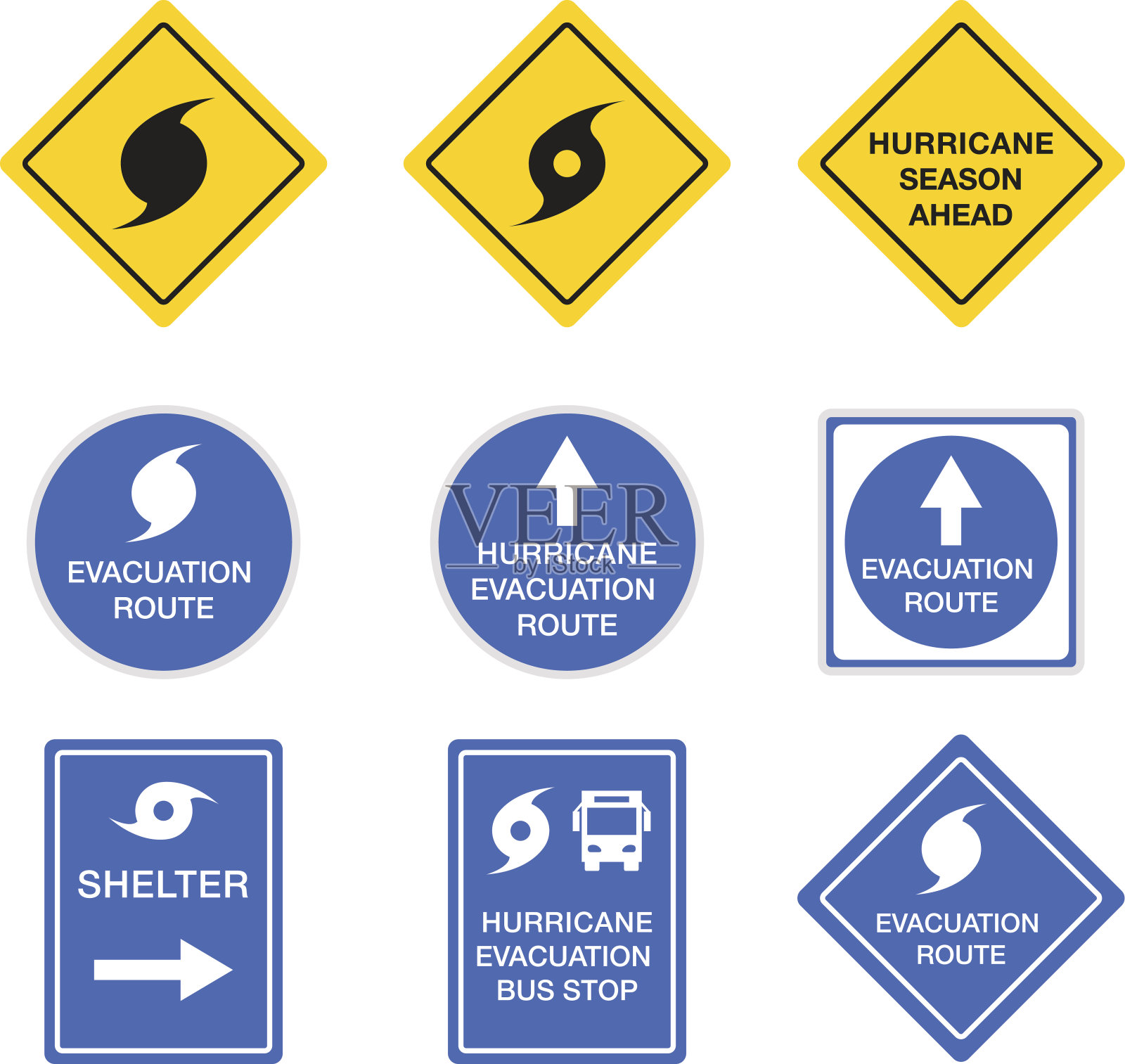 飓风路标，危险警报矢量标志设计元素图片