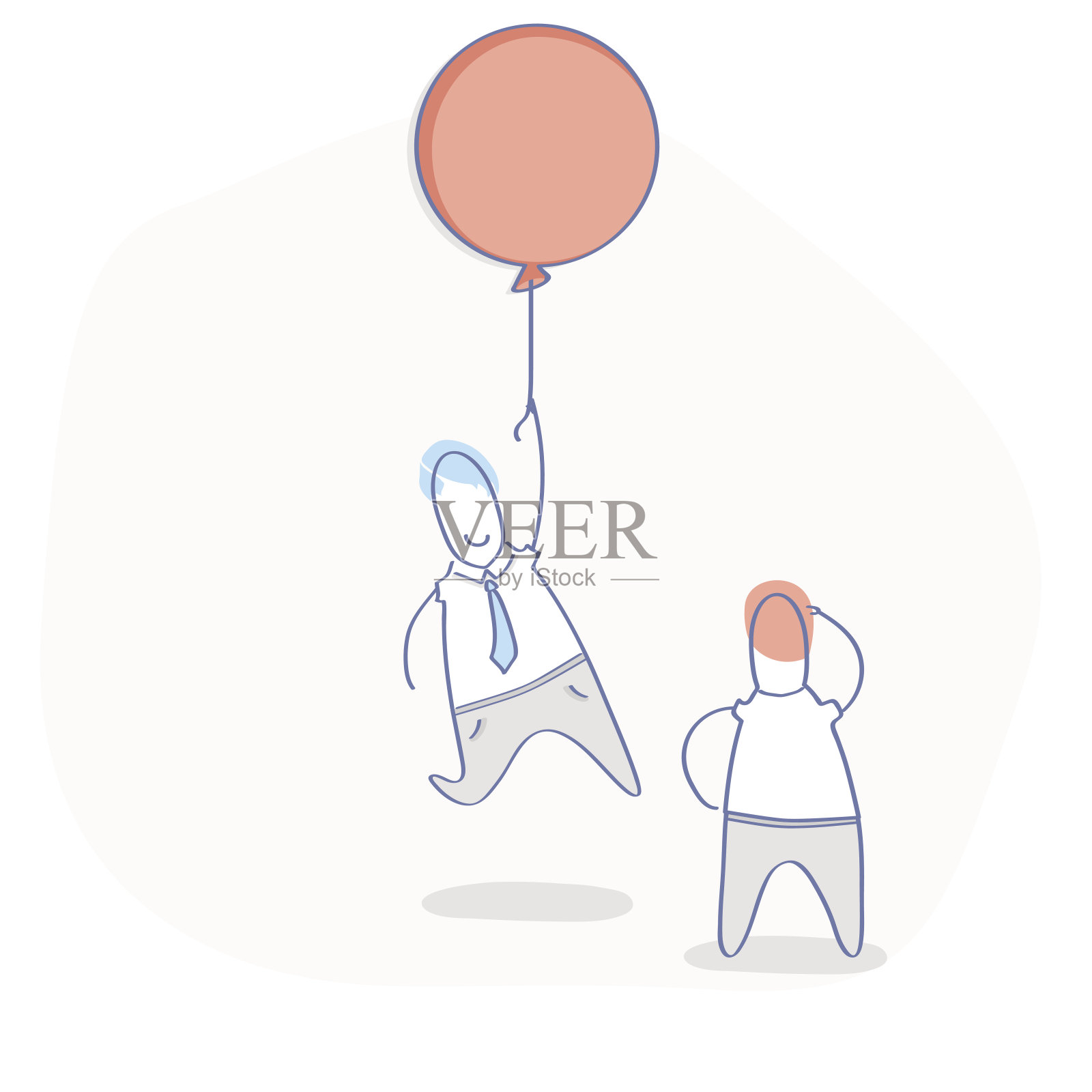 职业发展，Top，男人乘着热气球飞起来插画图片素材
