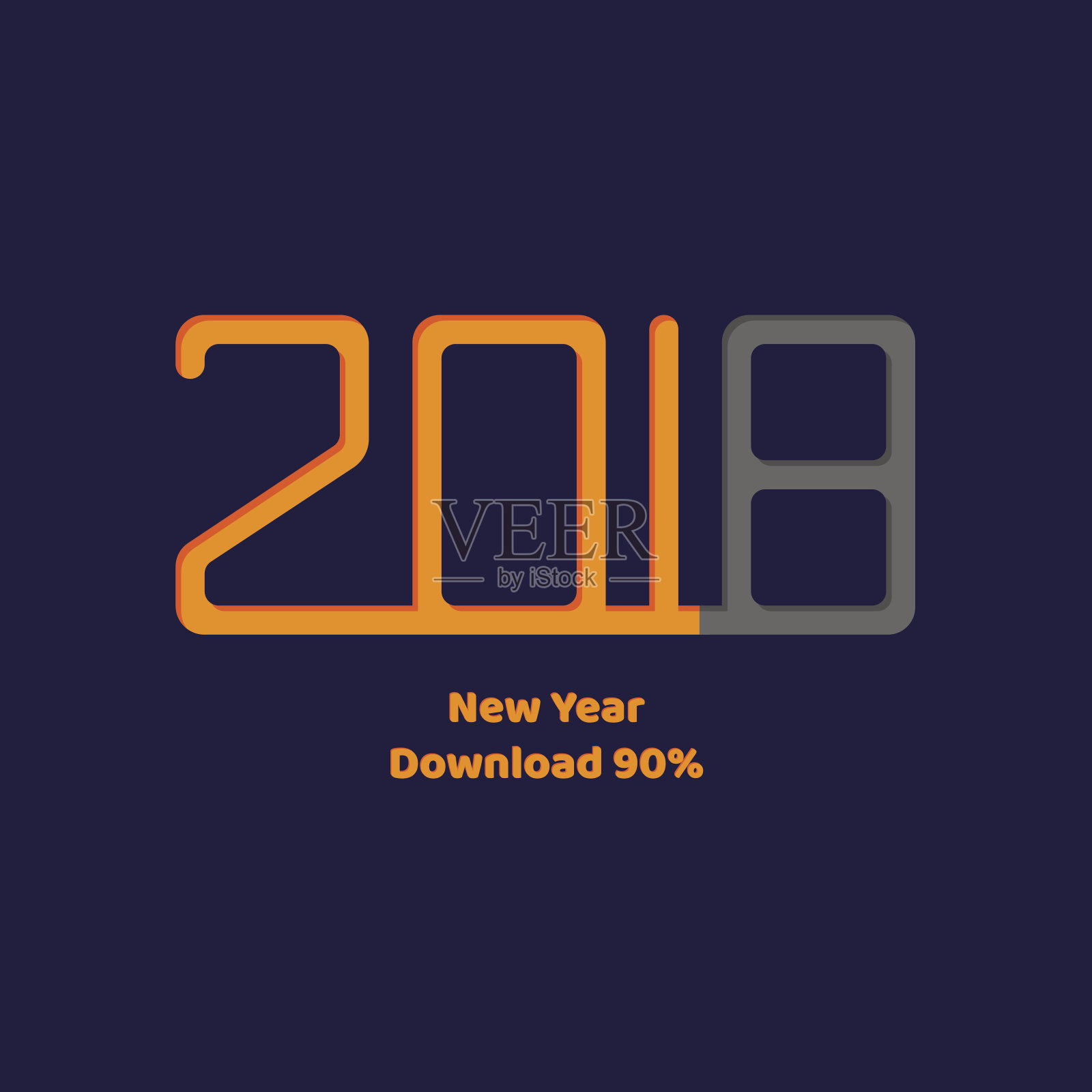 矢量插图。下载。新2018年。橙色平面文字a插画图片素材