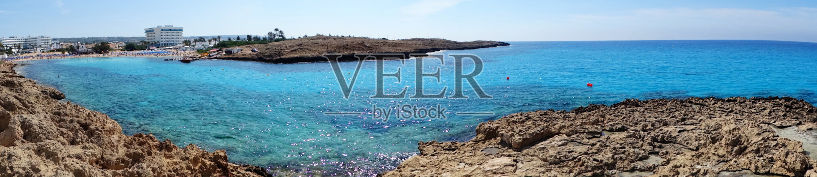 全景海滩海岸景观地中海塞浦路斯岛照片摄影图片