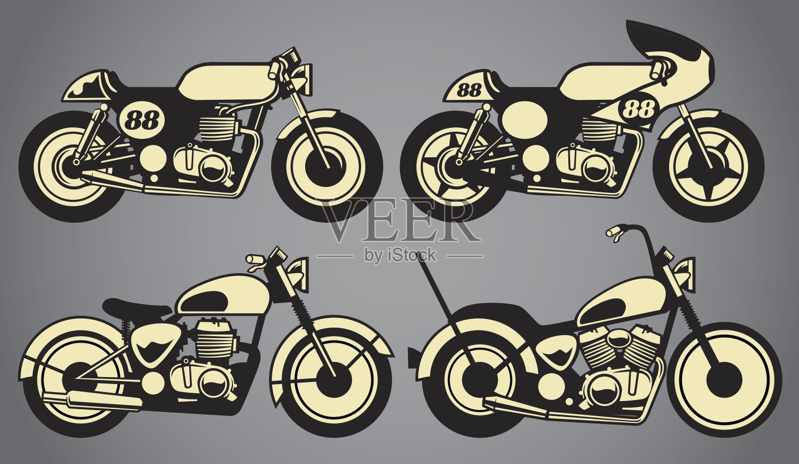旧的摩托车插画图片素材
