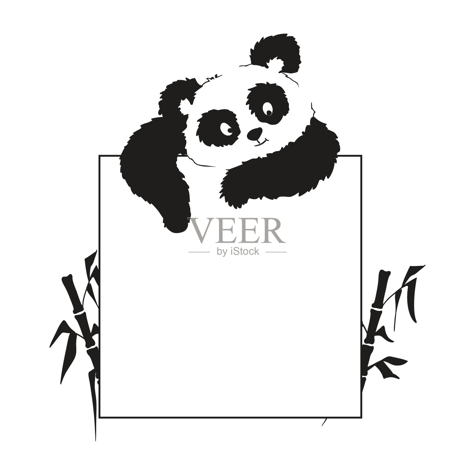 卡片上有一只熊猫，从上面看。适合制作中国菜菜单。设计元素图片