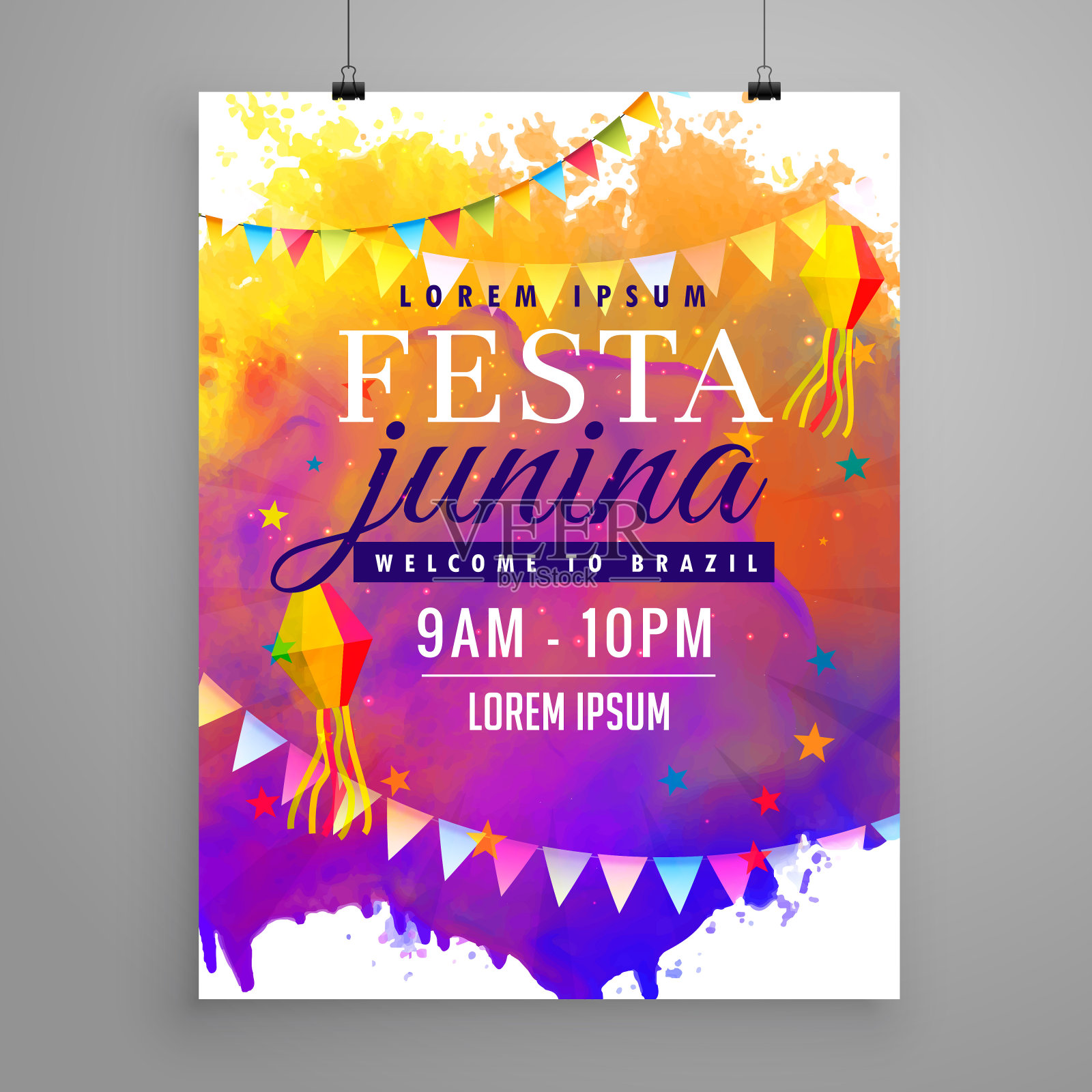 festa junina party celebration invitation flyer design插画图片素材
