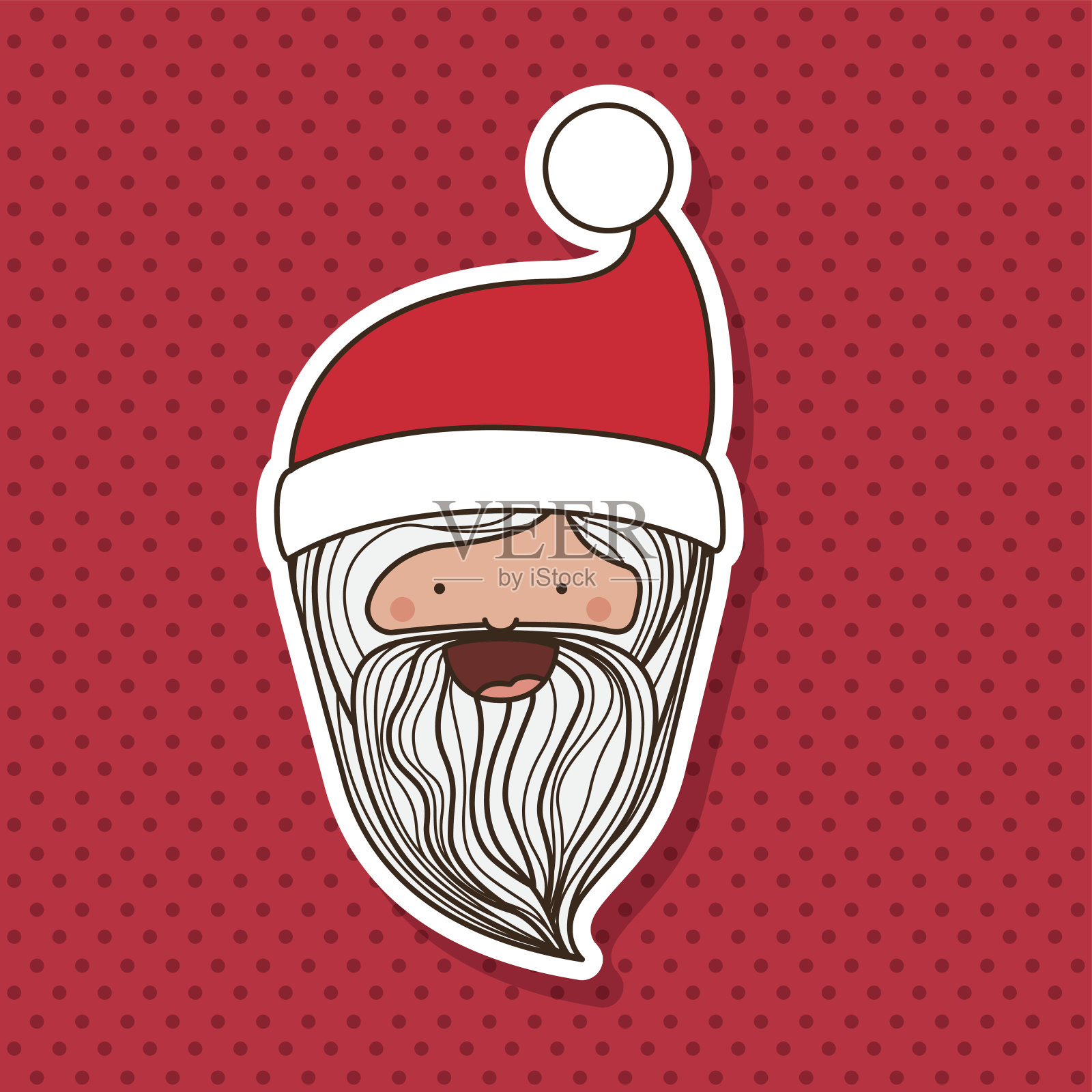 圣诞老人角色与虚线背景孤立图标设计插画图片素材