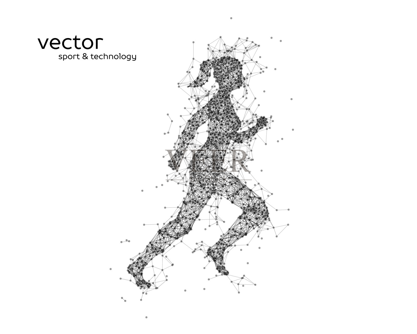 跑步女人的抽象矢量图。插画图片素材