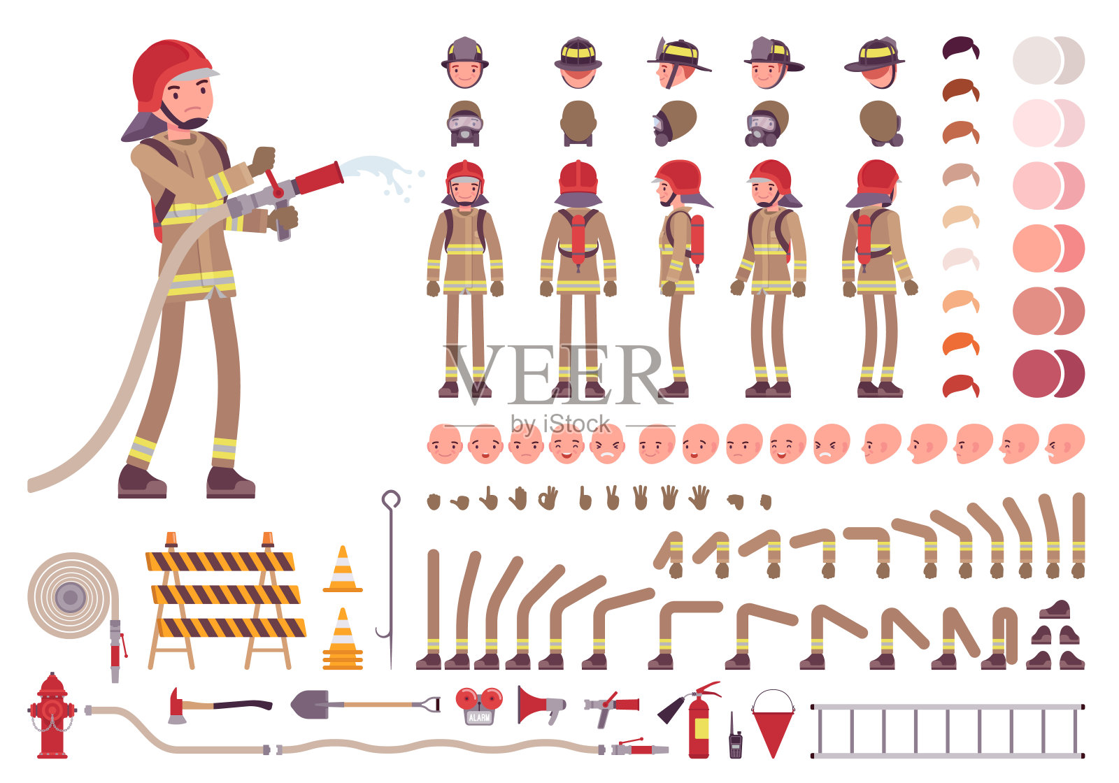 消防员角色创建集插画图片素材