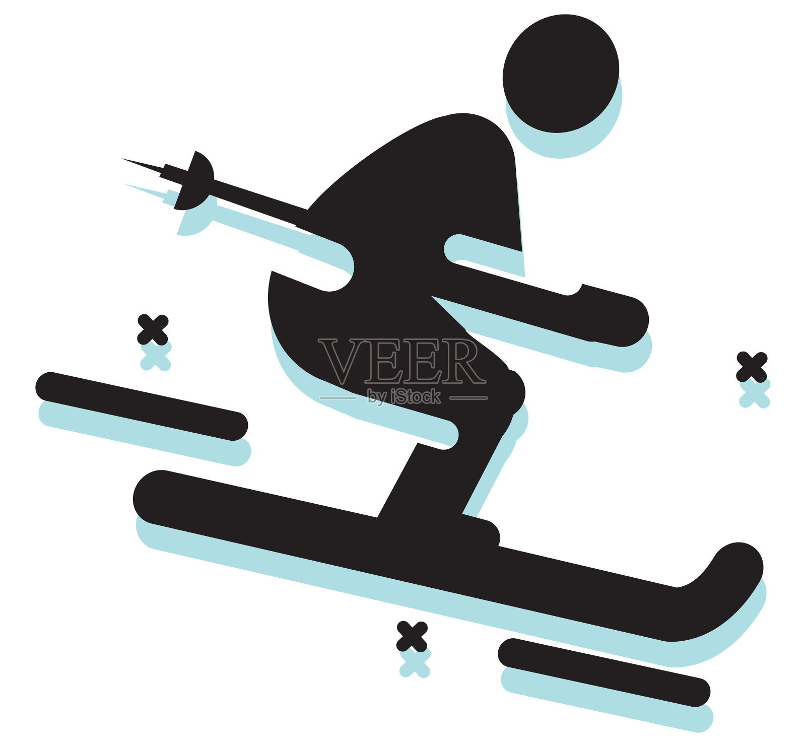 滑雪雪冬季运动图标插画图片素材