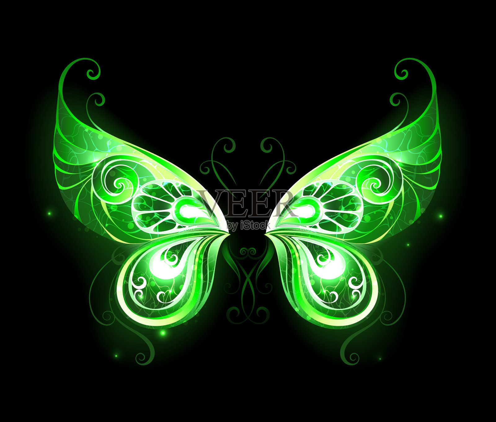 绿精灵的翅膀插画图片素材