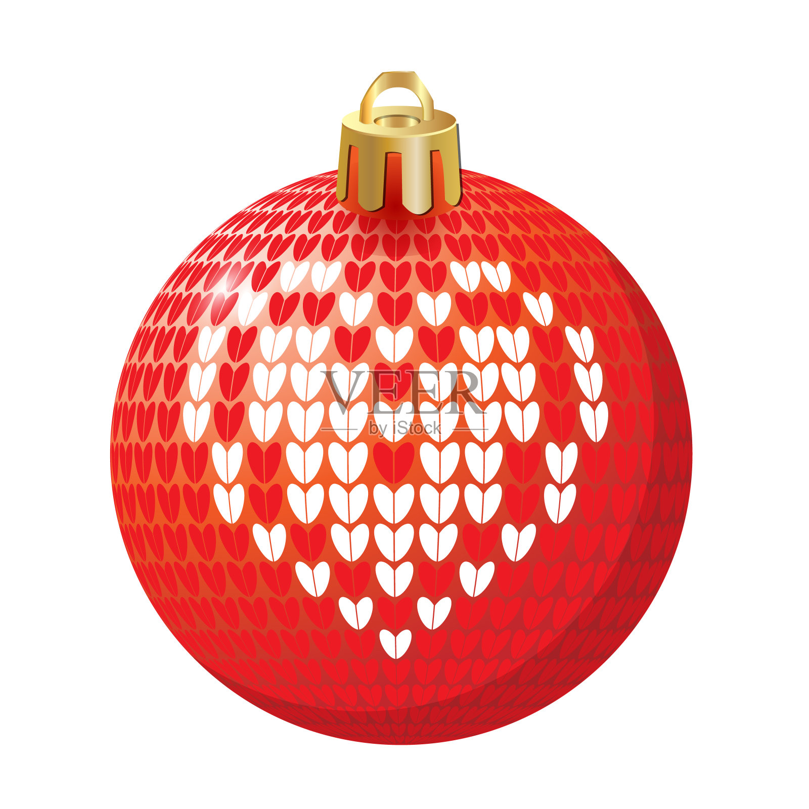 圣诞红针织球。孤立在白色背景上。矢量插图。设计元素图片