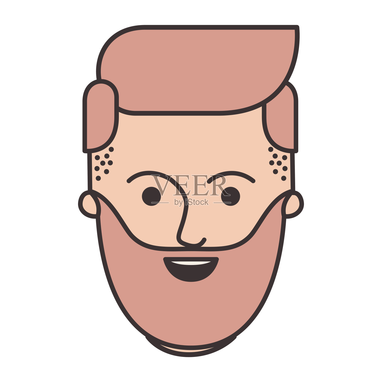 男人的脸上有胡子。插画图片素材_ID:169112521-Veer图库