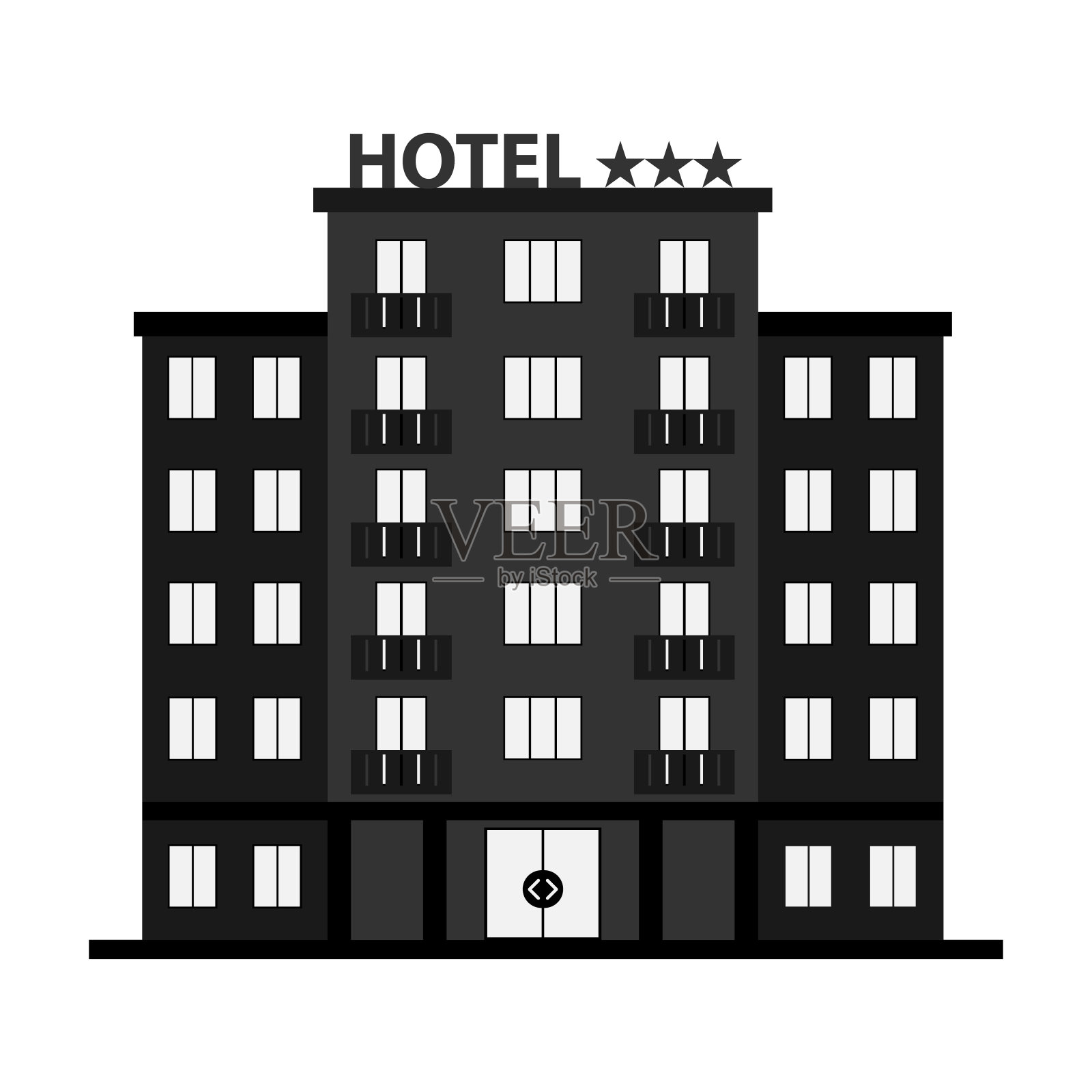 酒店，图标酒店，三星级酒店。插画图片素材