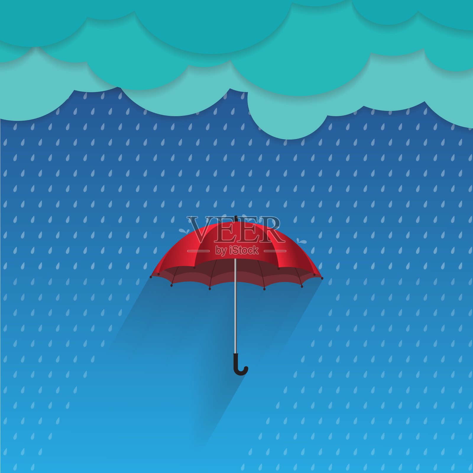 矢量插图概念保护孩子从雨伞的雨插画图片素材