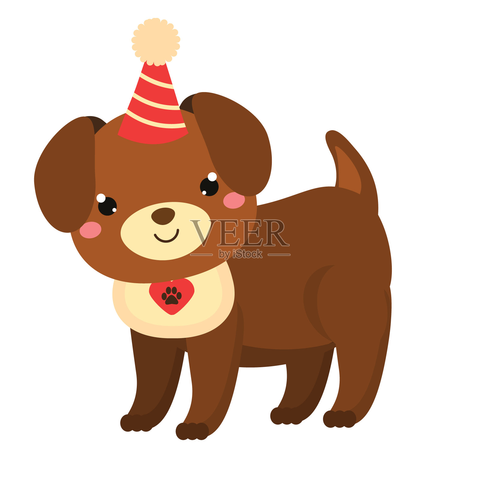 可爱的小狗狗在派对帽子。卡通可爱的动物角色。2018年中国新年象征。矢量图插画图片素材