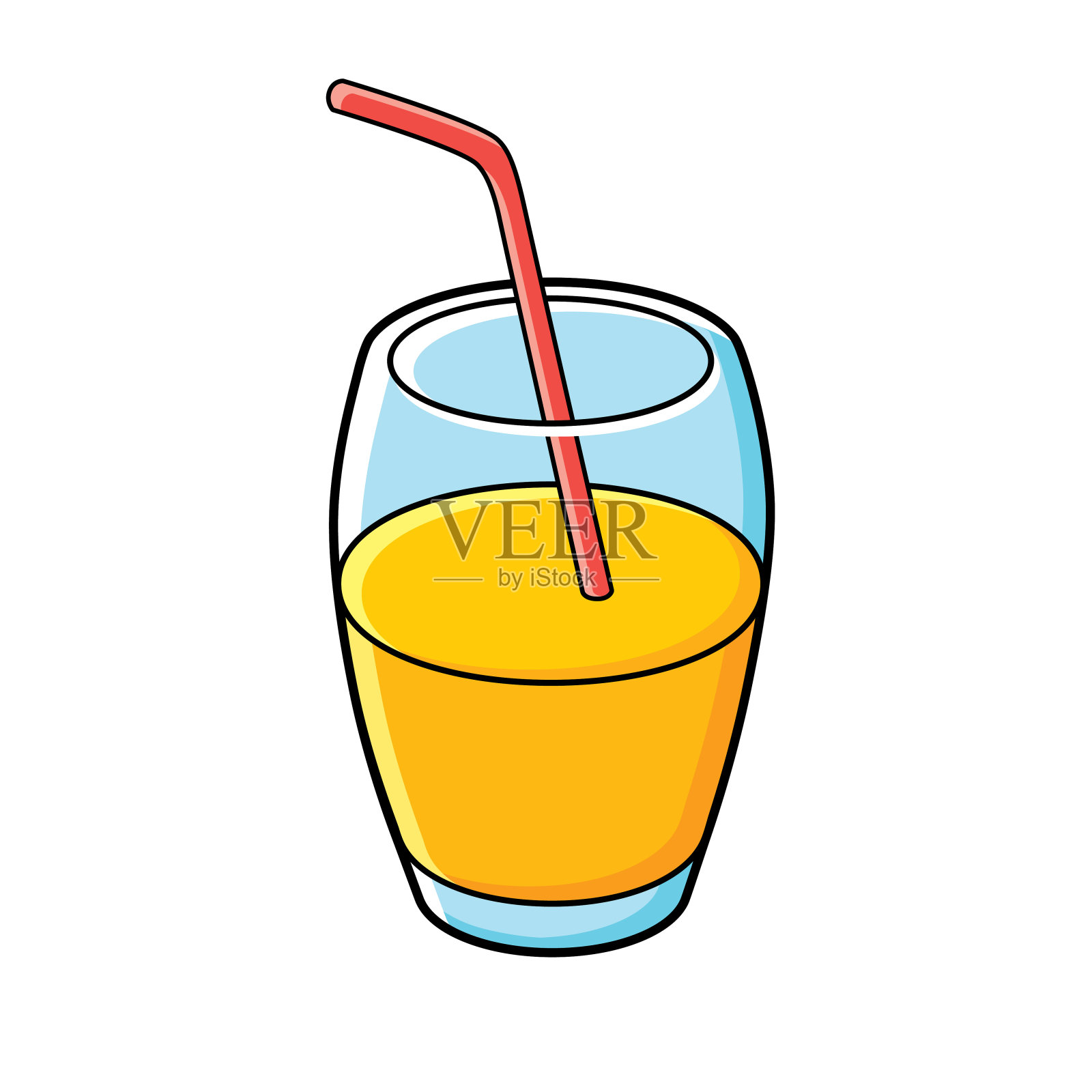一杯隔离的橙汁。插画图片素材