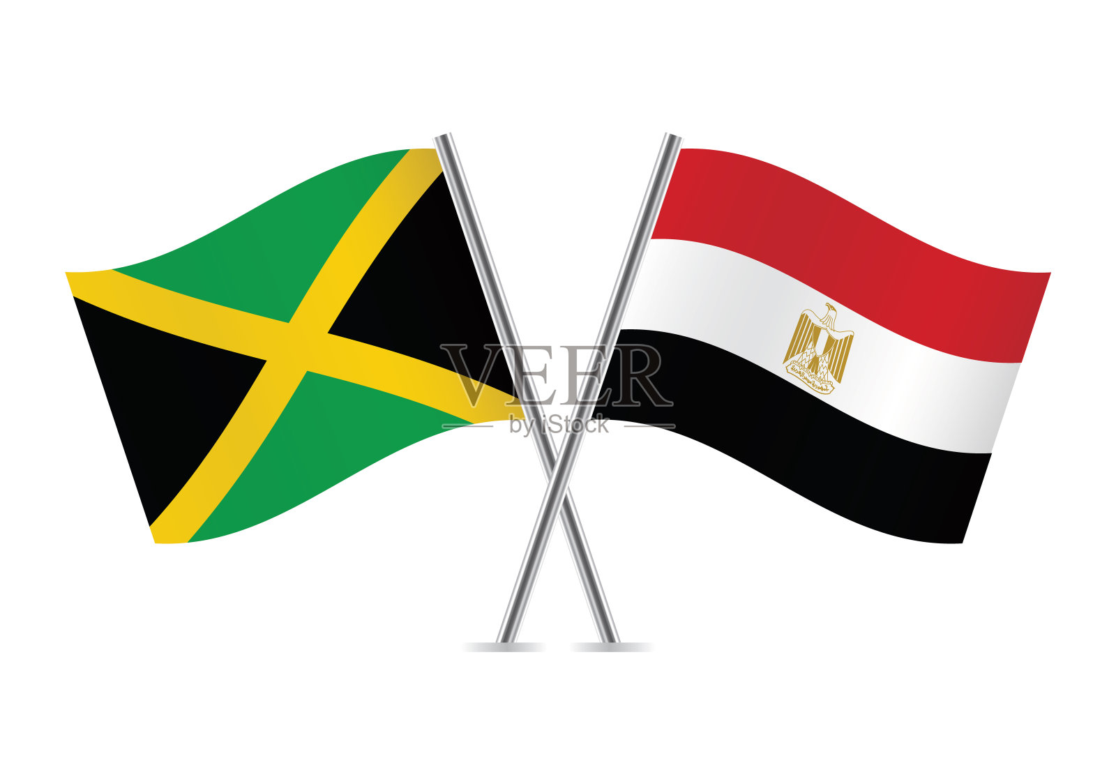 牙买加和埃及国旗。矢量插图。插画图片素材