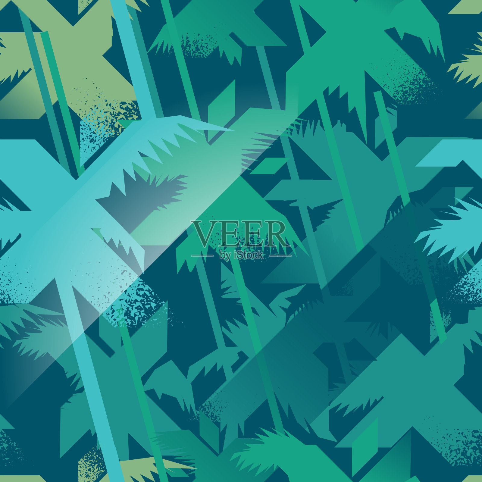 棕榈树的图案线条绿色插画图片素材