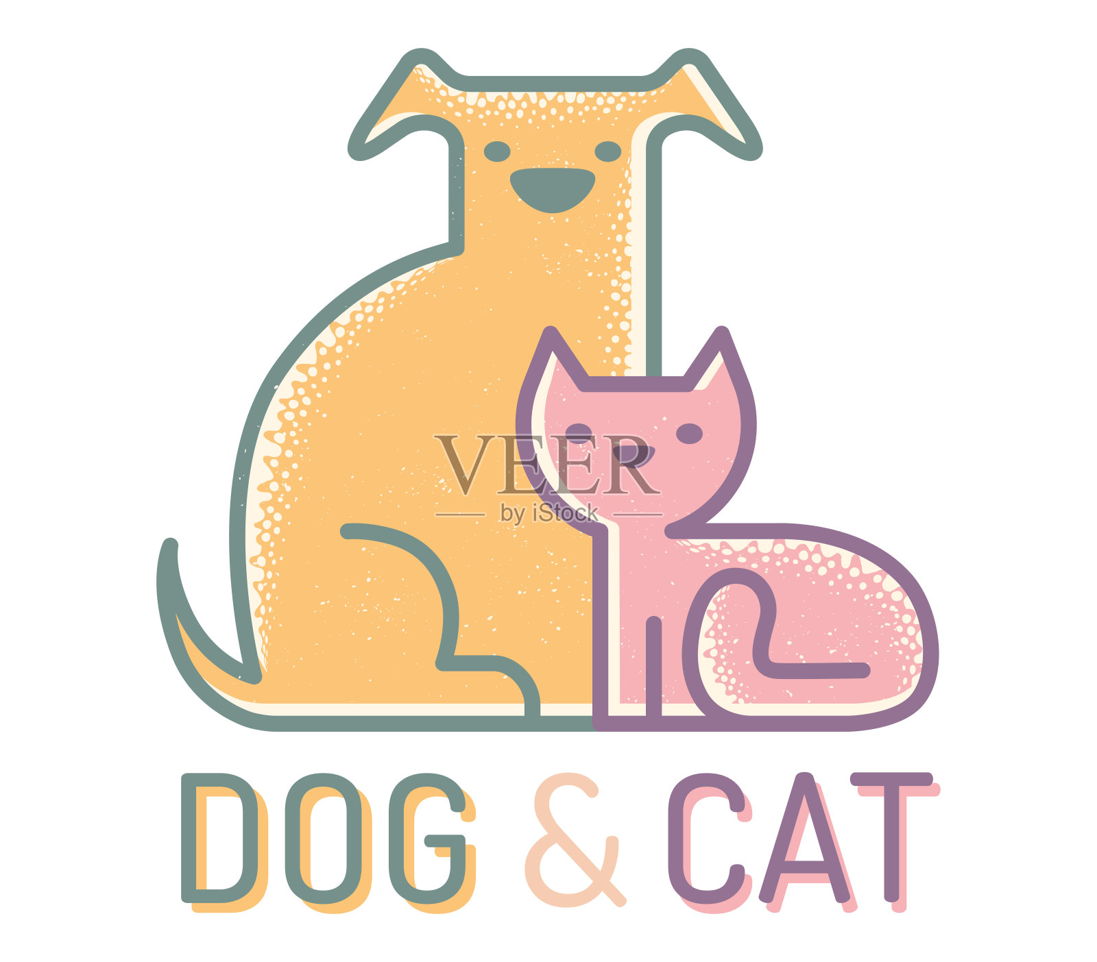猫和狗。插画图片素材