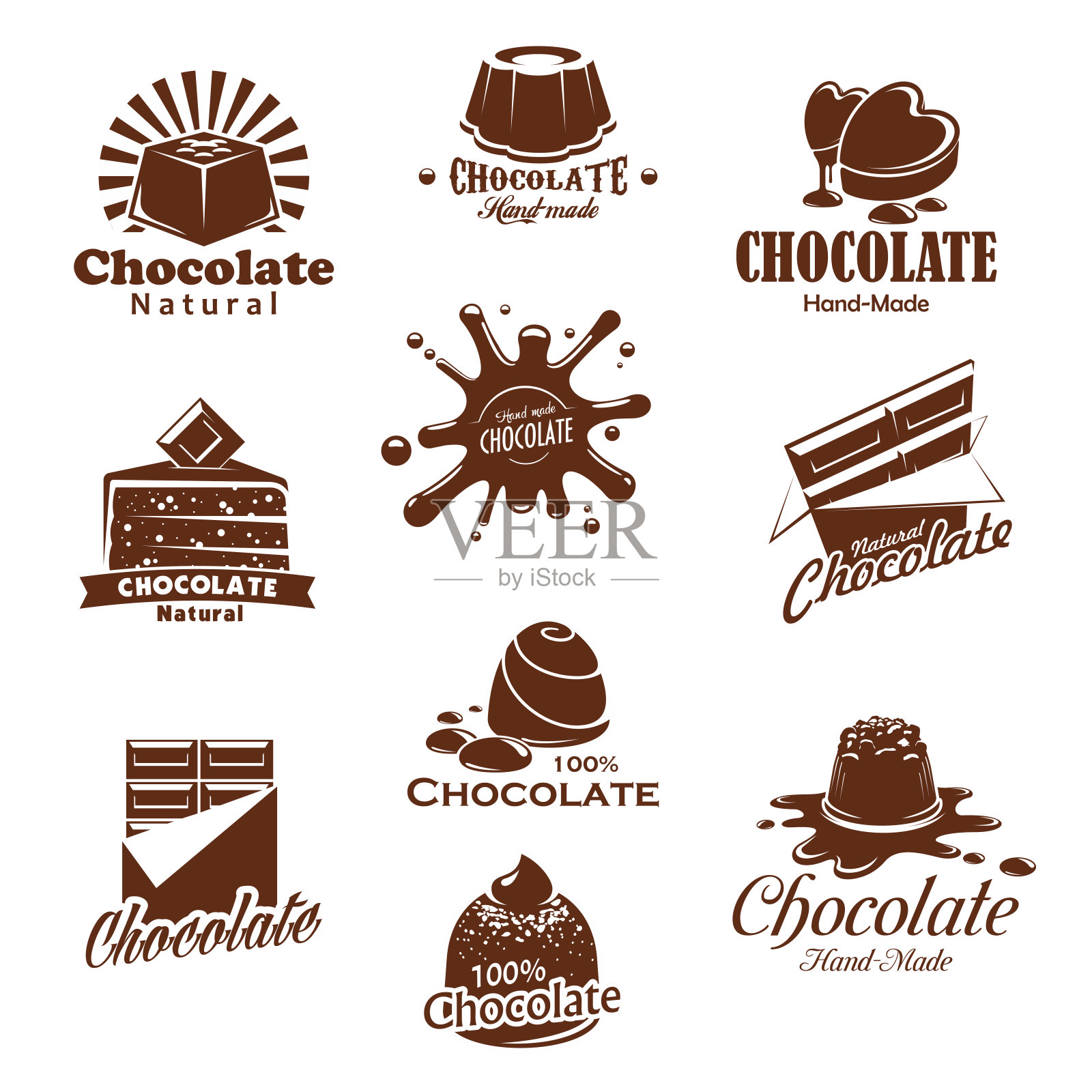 矢量图标的巧克力糖果甜点飞溅插画图片素材