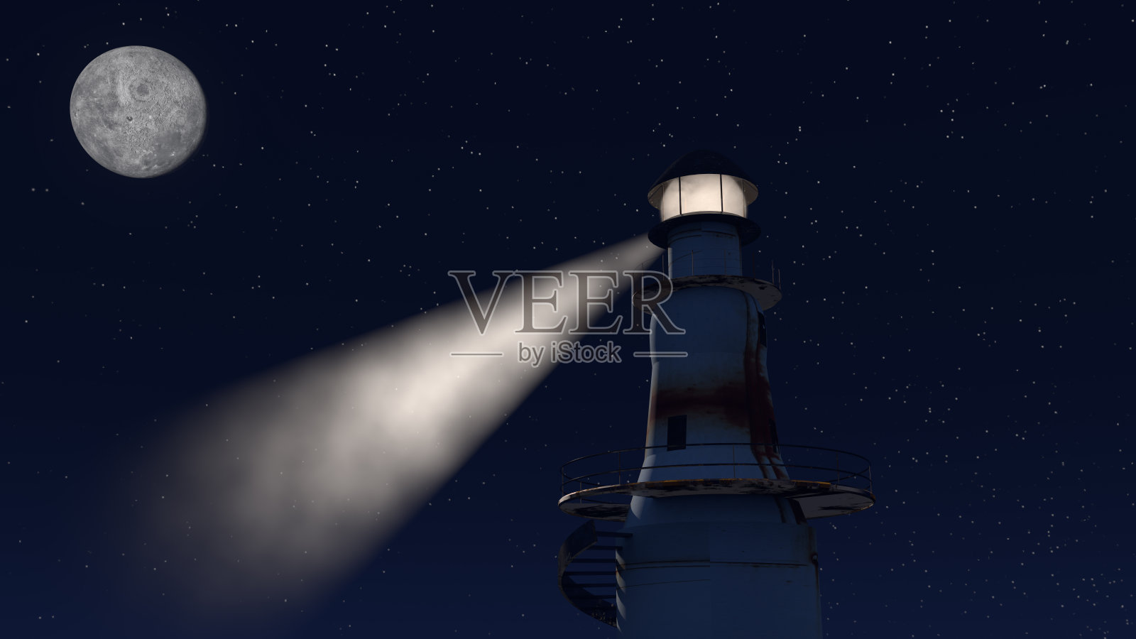 一个古老的灯塔在夜晚的3d插图照片摄影图片