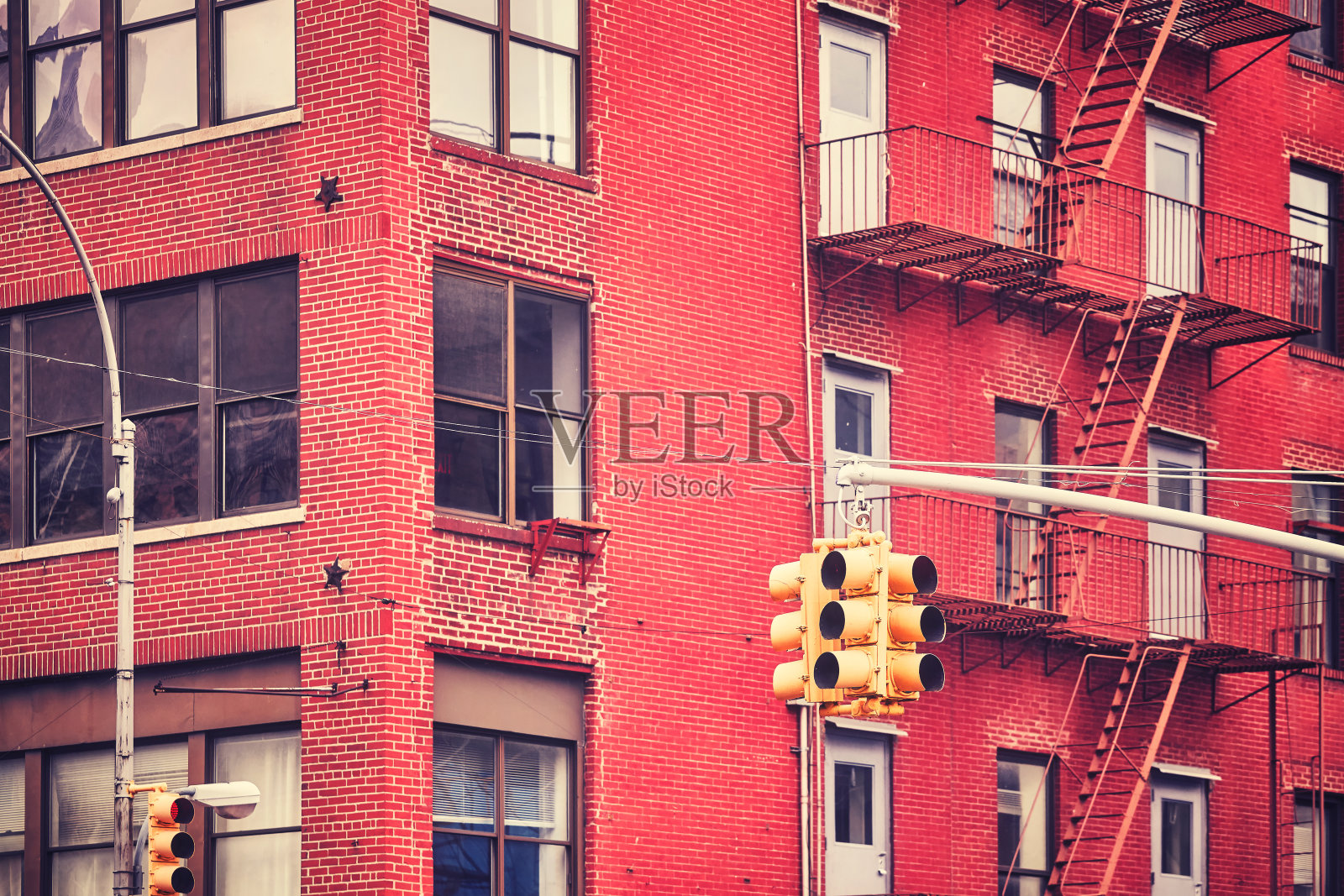 纽约市的交通灯。照片摄影图片