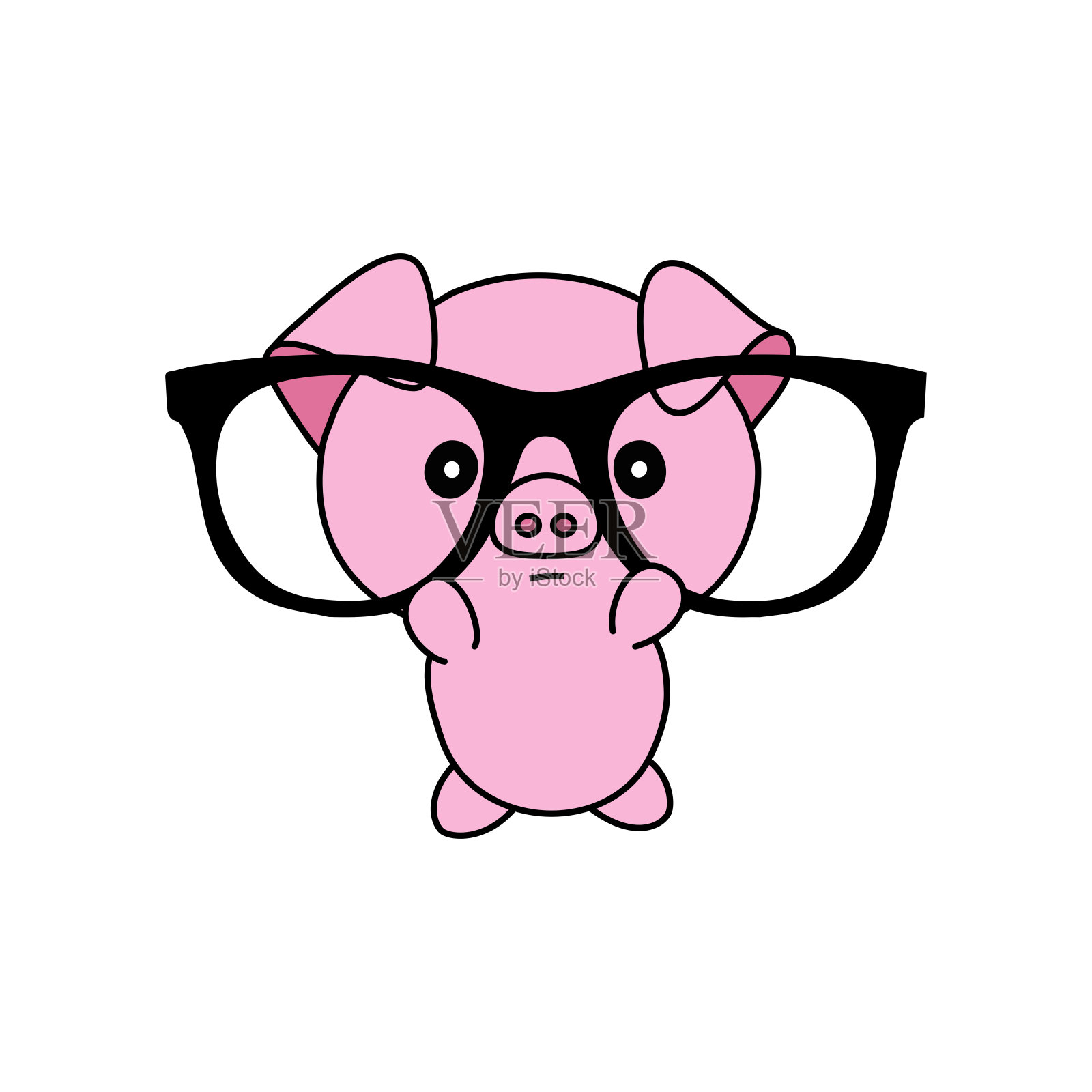 可爱的小猪矢量插图，可爱的动物设计元素图片