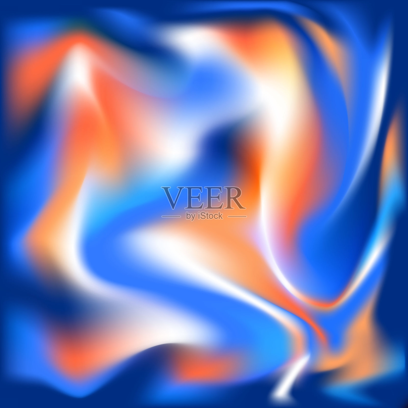 模糊液体波浪全息丝绸彩色抽象柔和充满活力红蓝橙颜色流动混合梯度背景插画图片素材