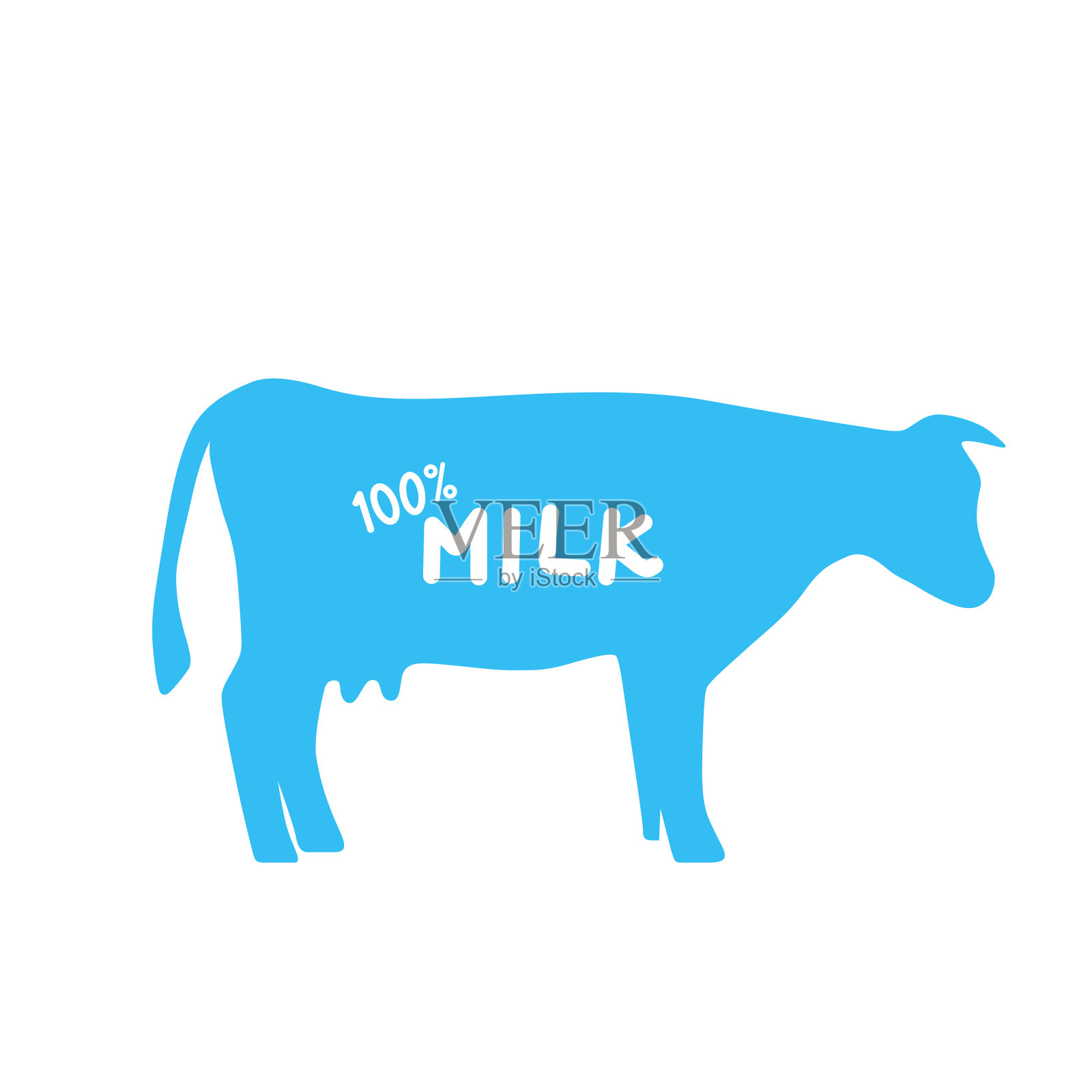 白色背景上的奶牛剪影设计元素图片