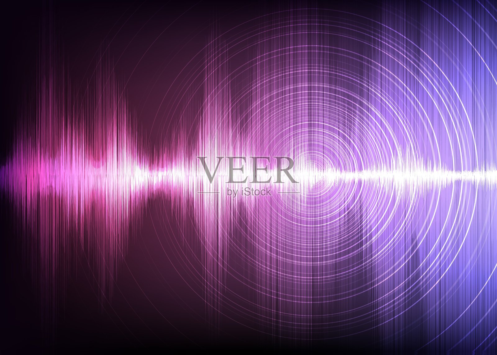 浅紫色背景上的数字声波，技术和地震波的概念，音乐行业的设计，矢量，插图。插画图片素材