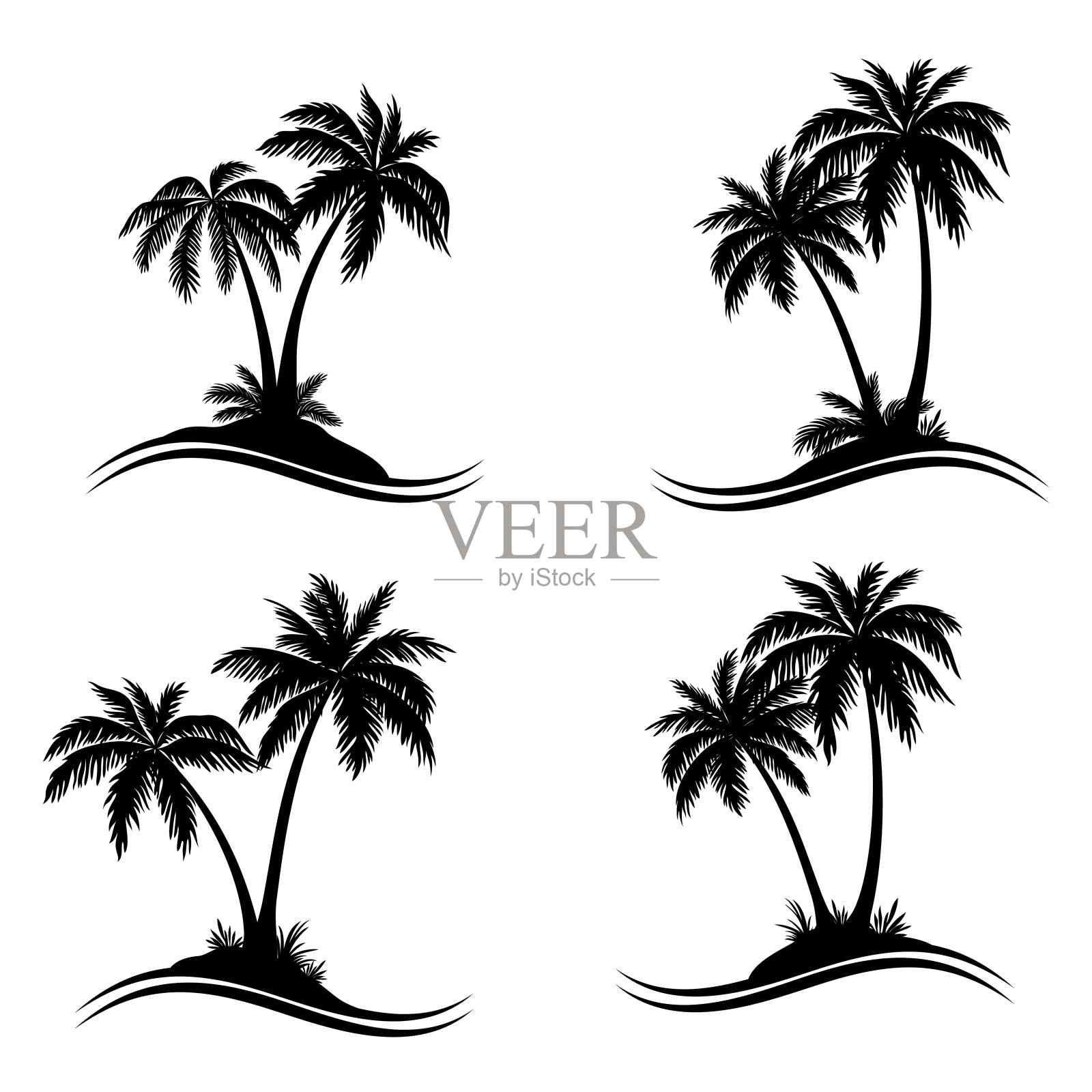 棕榈树轮廓设计元素图片