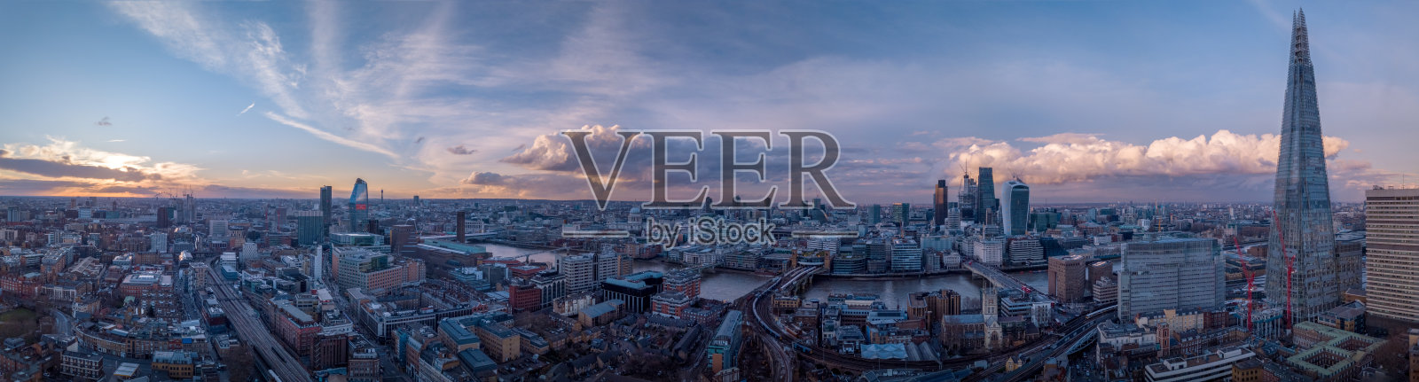 伦敦空中日落城市全景照片摄影图片