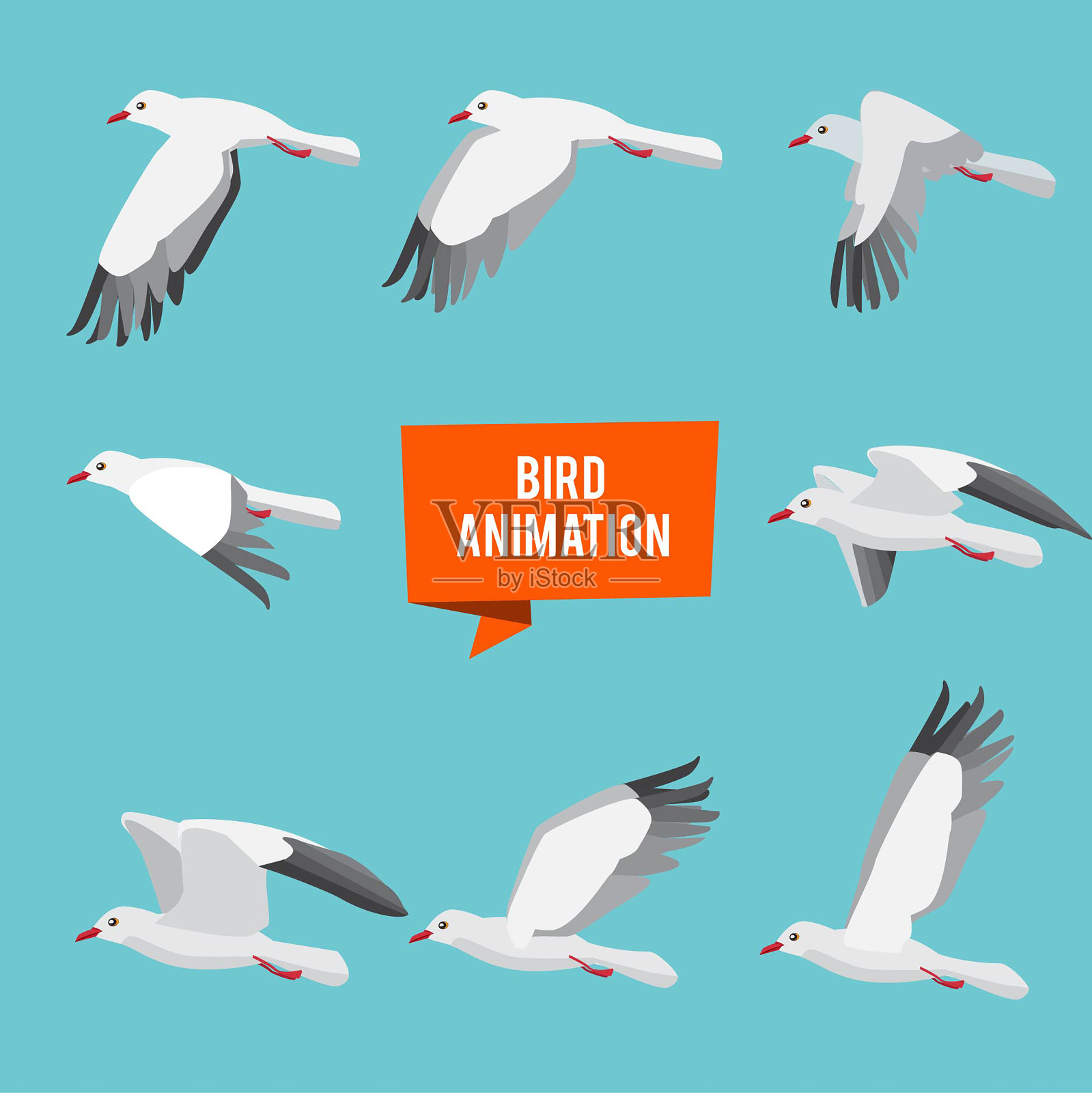飞鸟的关键帧动画插画图片素材