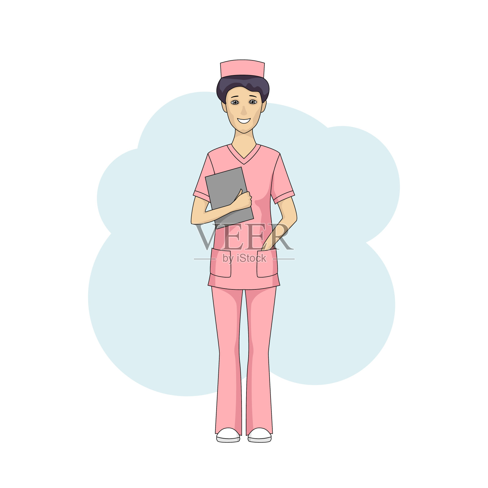 穿粉红色制服的亚洲女护士设计元素图片