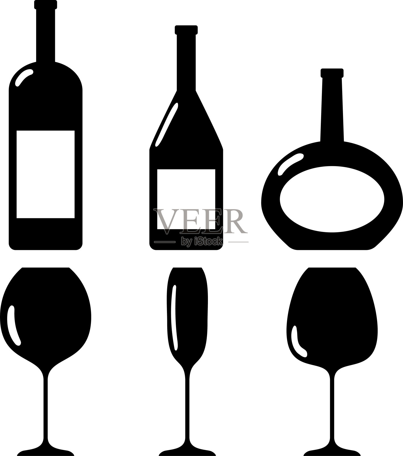 葡萄酒轮廓集设计元素图片