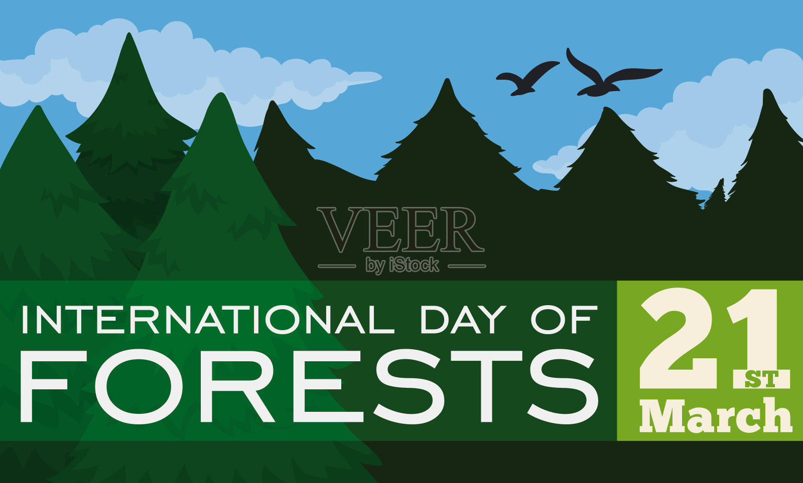 国际森林日美丽的松林景观插画图片素材