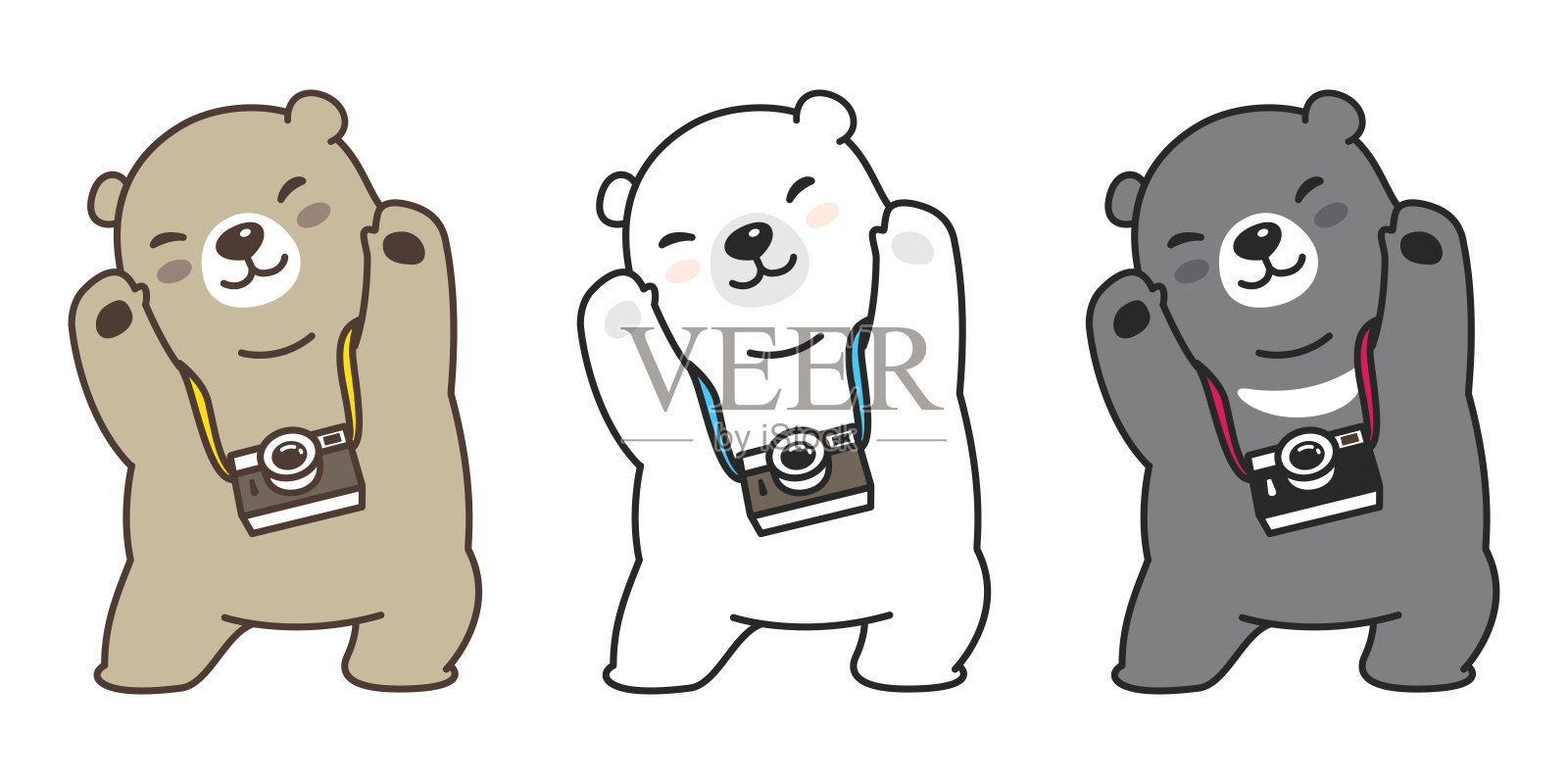 熊向量北极熊熊猫插图相机图标人物卡通插画图片素材