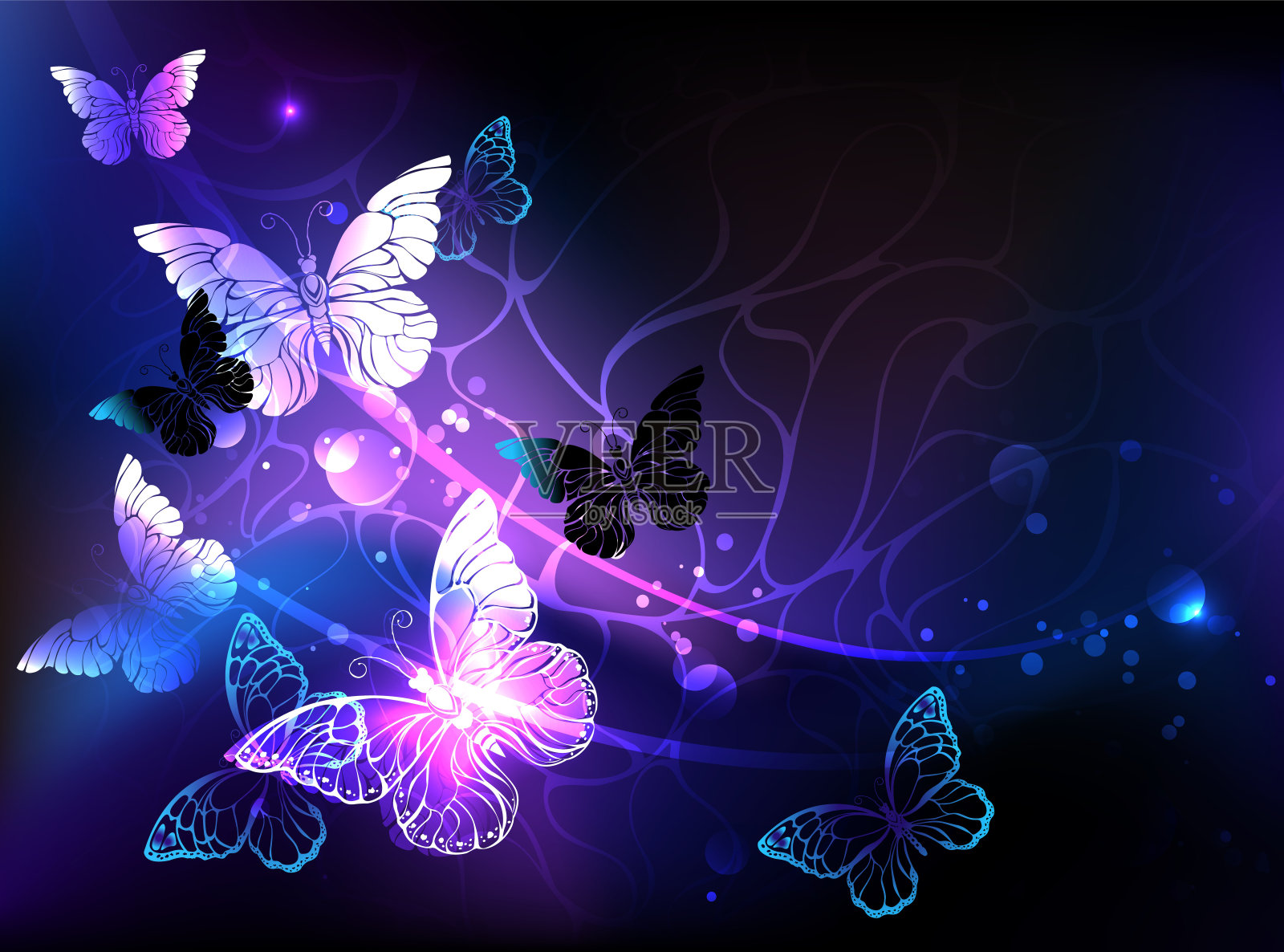 夜蝴蝶的背景插画图片素材