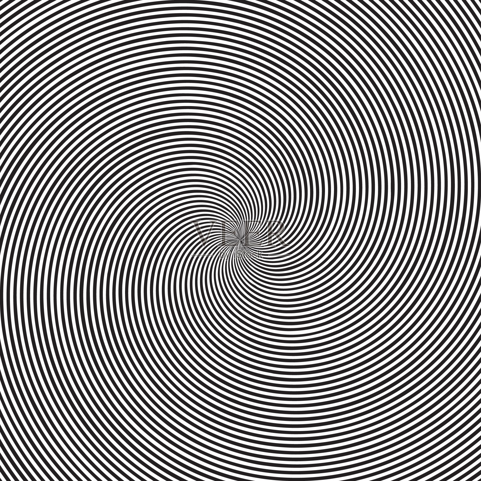 迷幻的方形背景与圆形黑白漩涡，螺旋或扭曲。背景与圆形光学错觉或线性催眠模式。插画图片素材