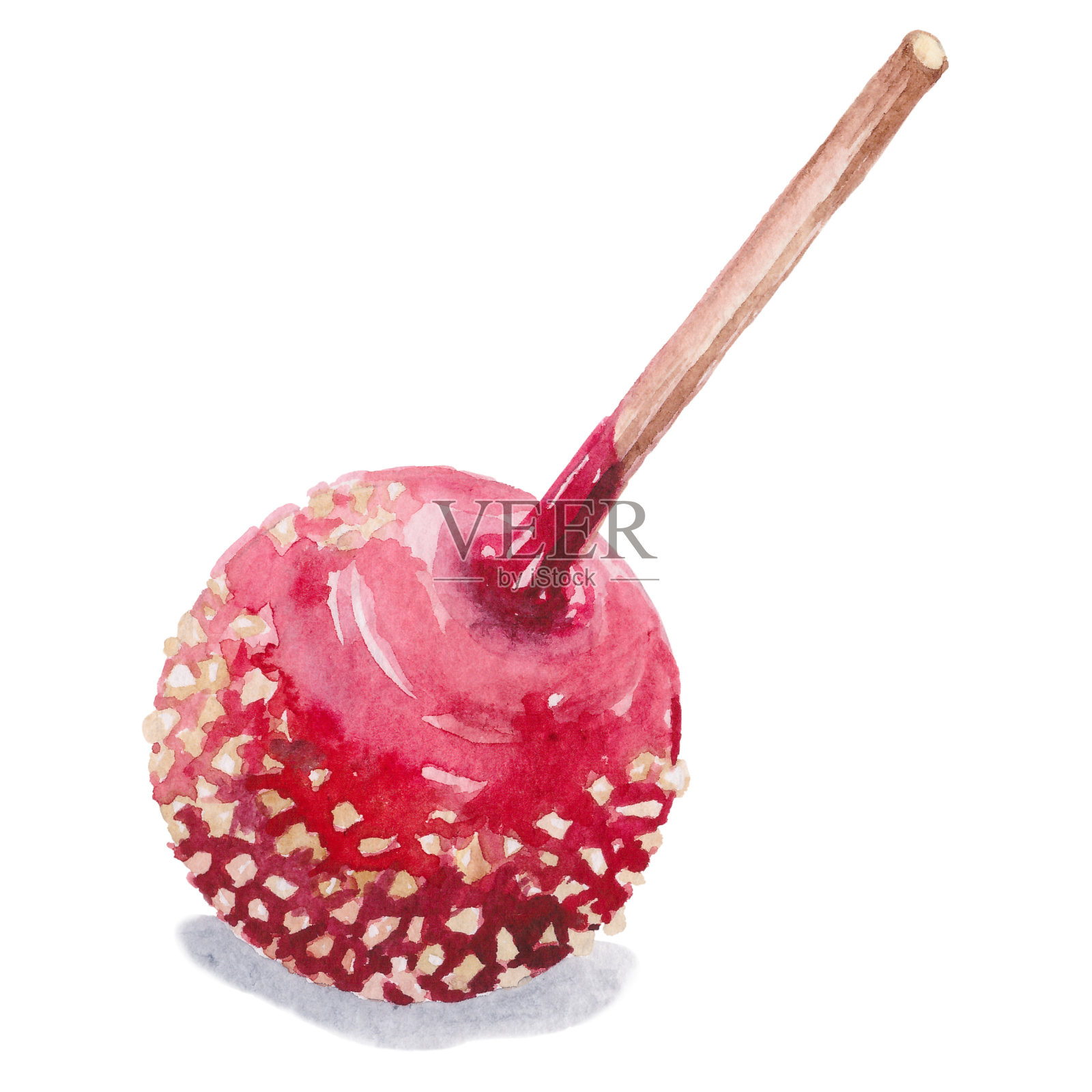 水彩插图甜点苹果红焦糖设计元素图片