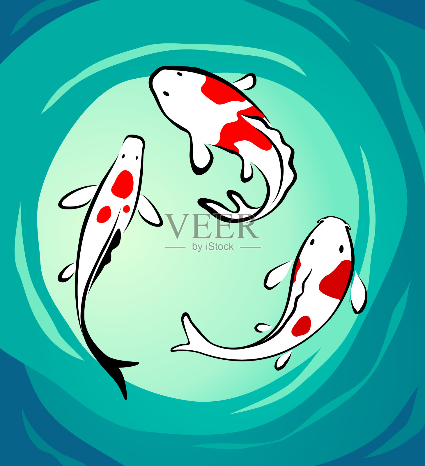 锦鲤游泳的插图插画图片素材