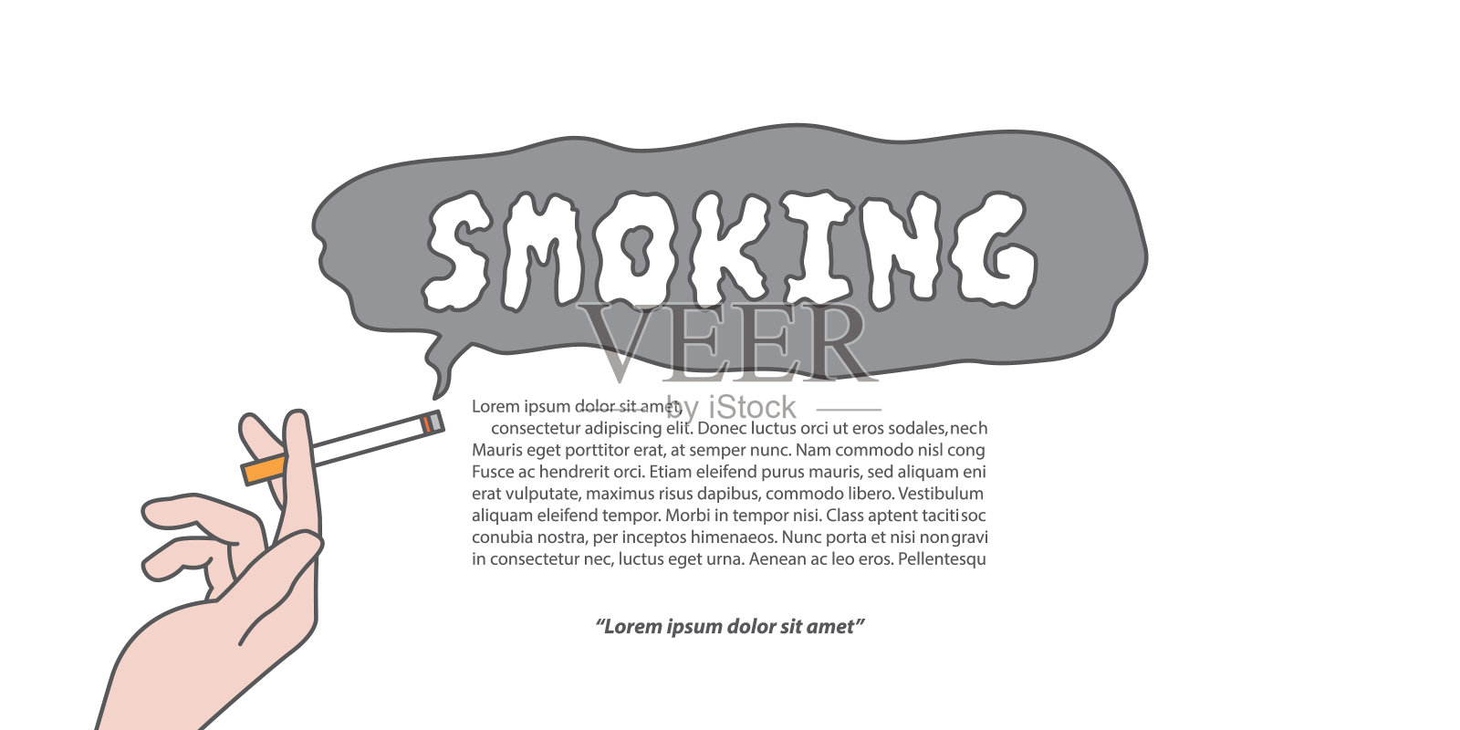 吸烟标题和布局文字插图矢量在白色的背景，吸烟的概念。插画图片素材