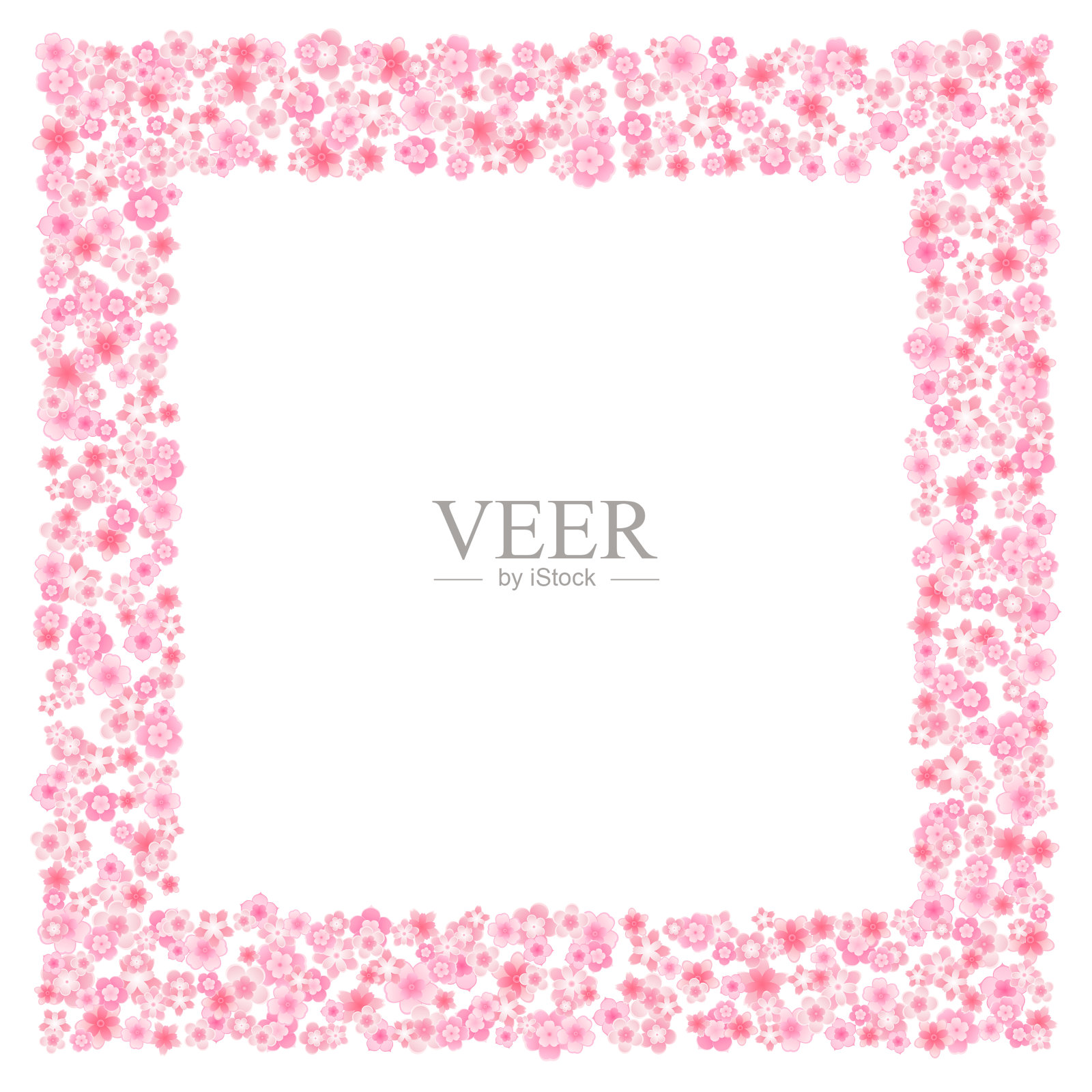 矢量花贺卡背景与粉红色的樱桃或樱花在平的风格插画图片素材